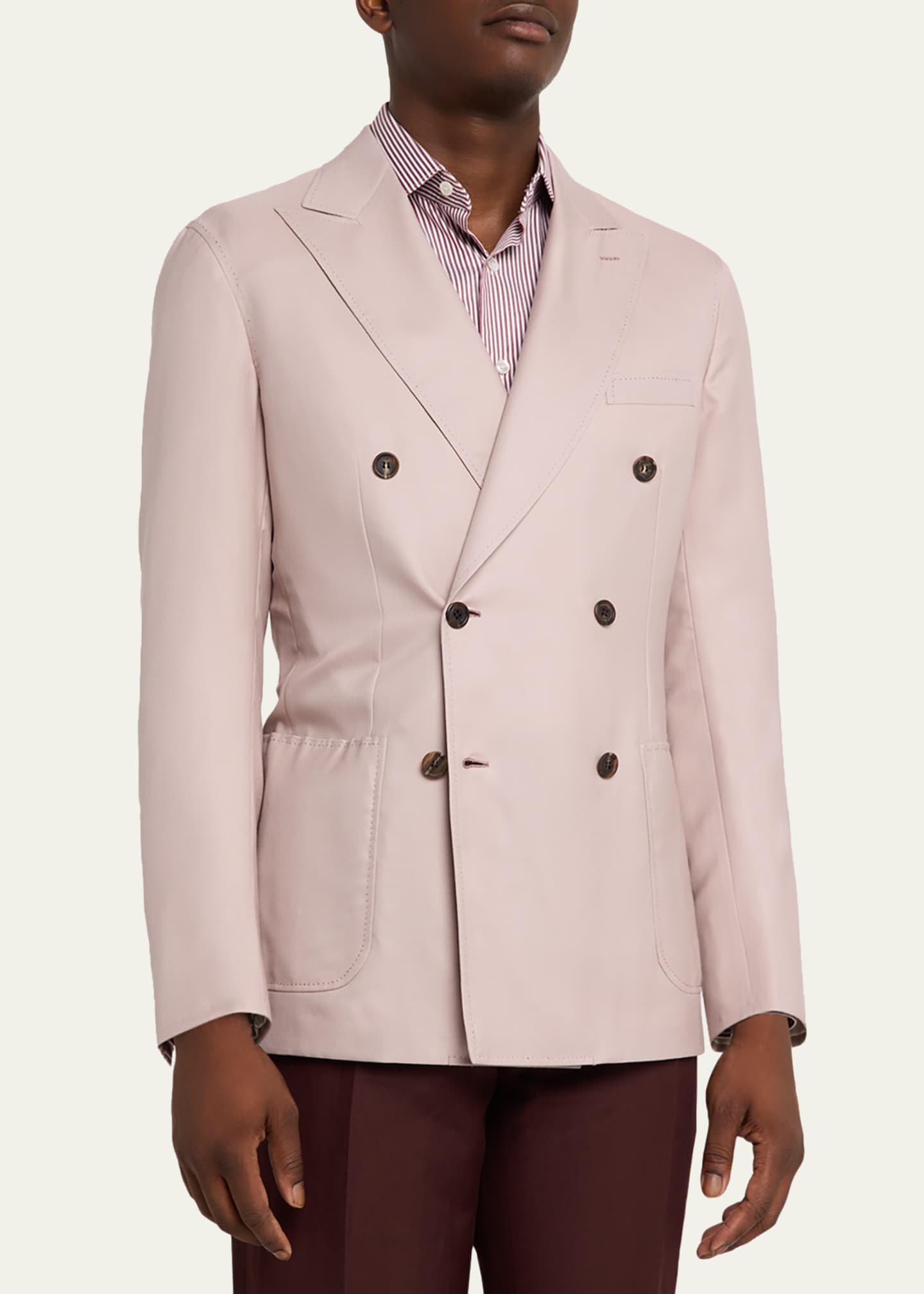 BRIONIブリオーニピンクピュアカシミアピークドジャケットBELSIANA50 Brioni Men's Soffio Cashmere Double-Breasted Jacket - Bergdorf Goodman