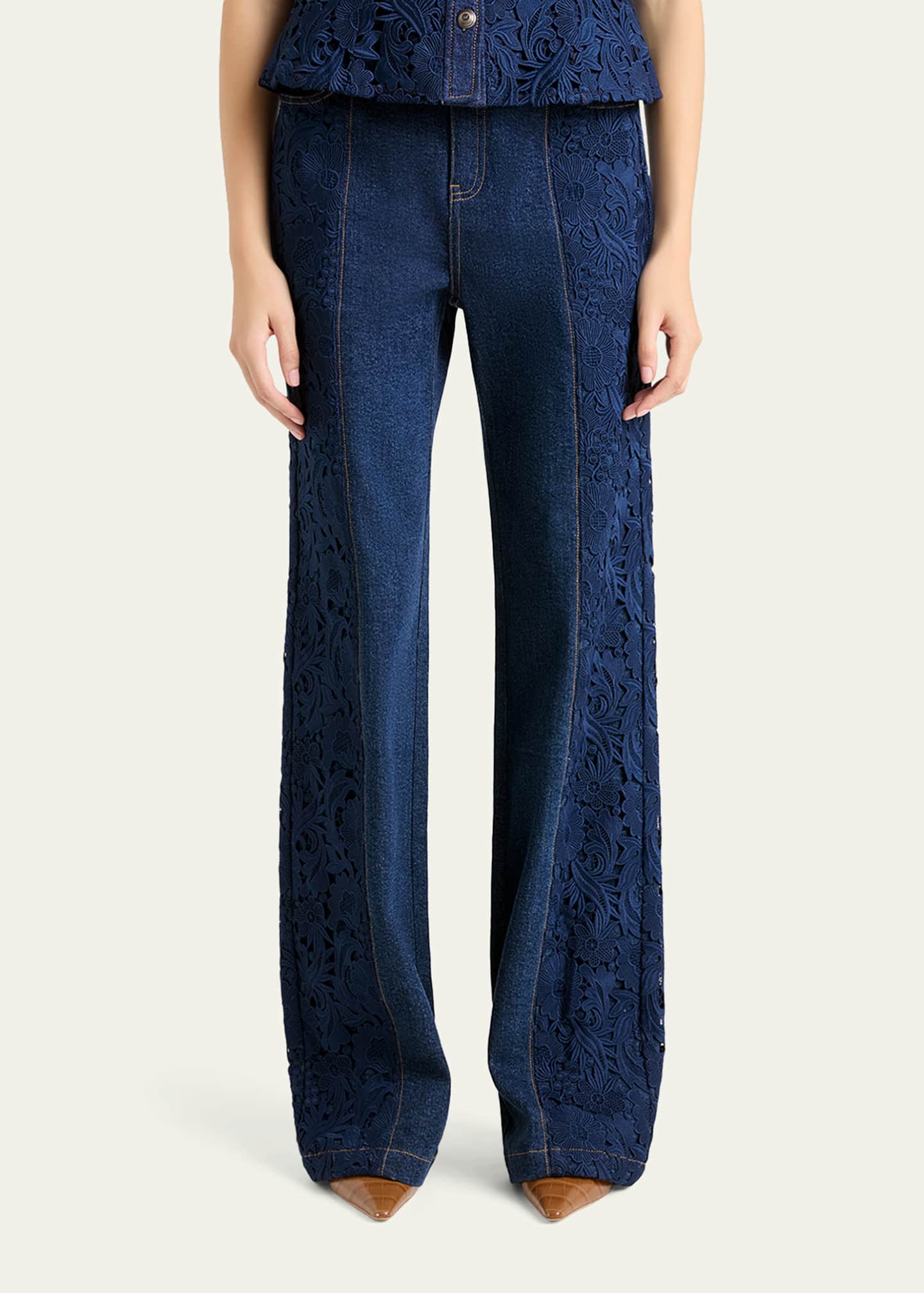 Cinq a Sept Francine Lace Jeans - Bergdorf Goodman