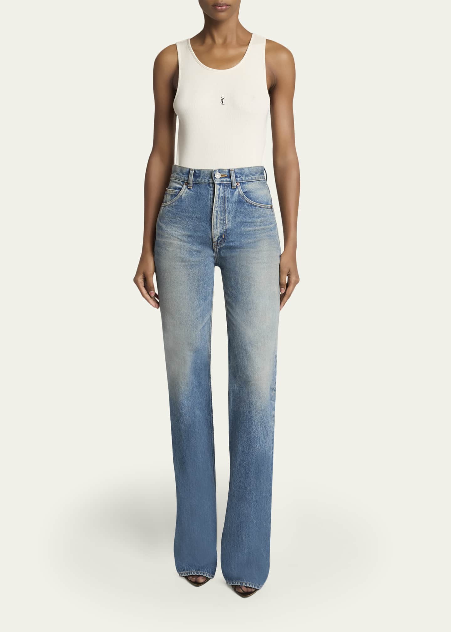 Saint Laurent YSL Embroidered Tank Top - Bergdorf Goodman