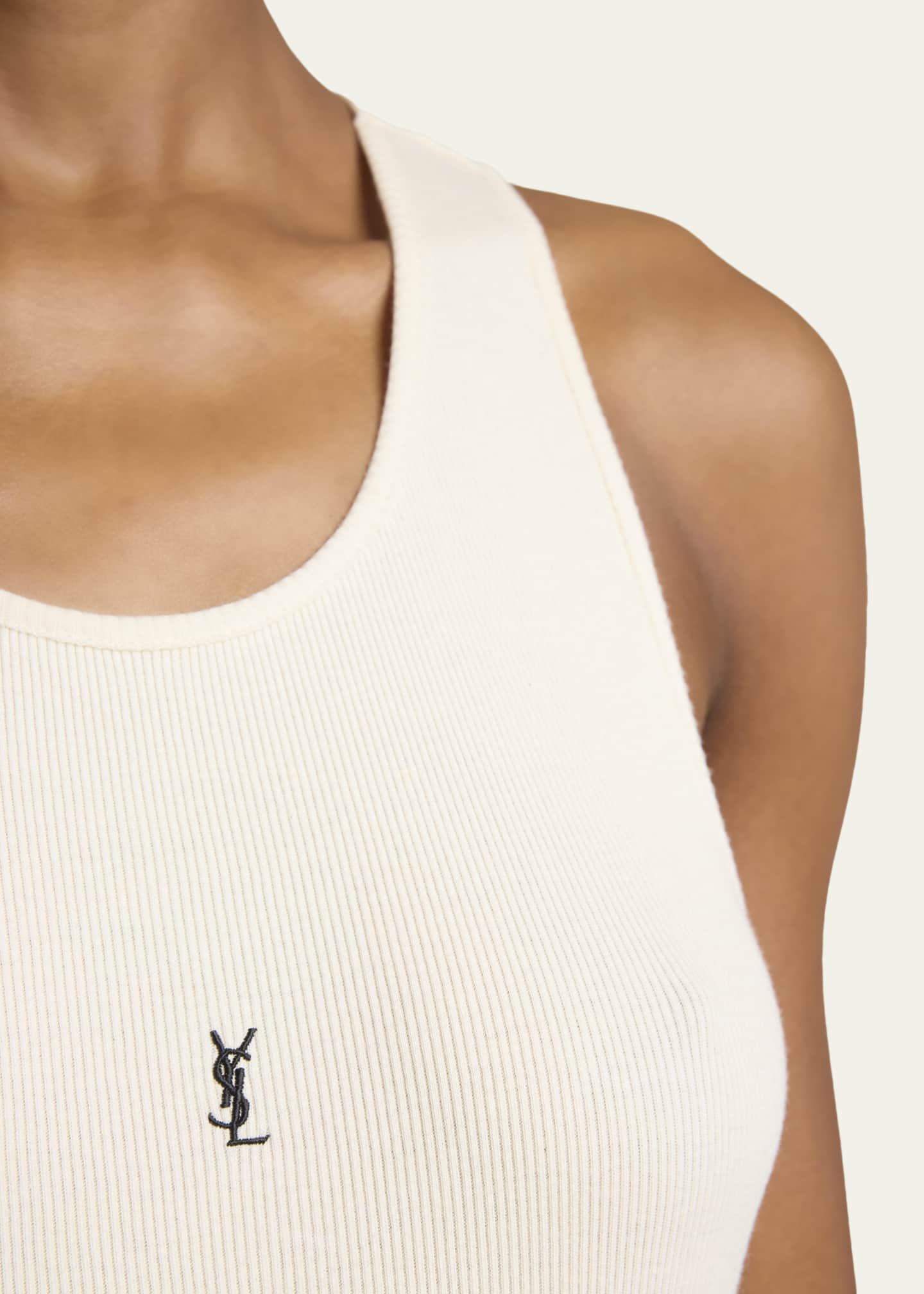 Saint Laurent YSL Embroidered Tank Top - Bergdorf Goodman