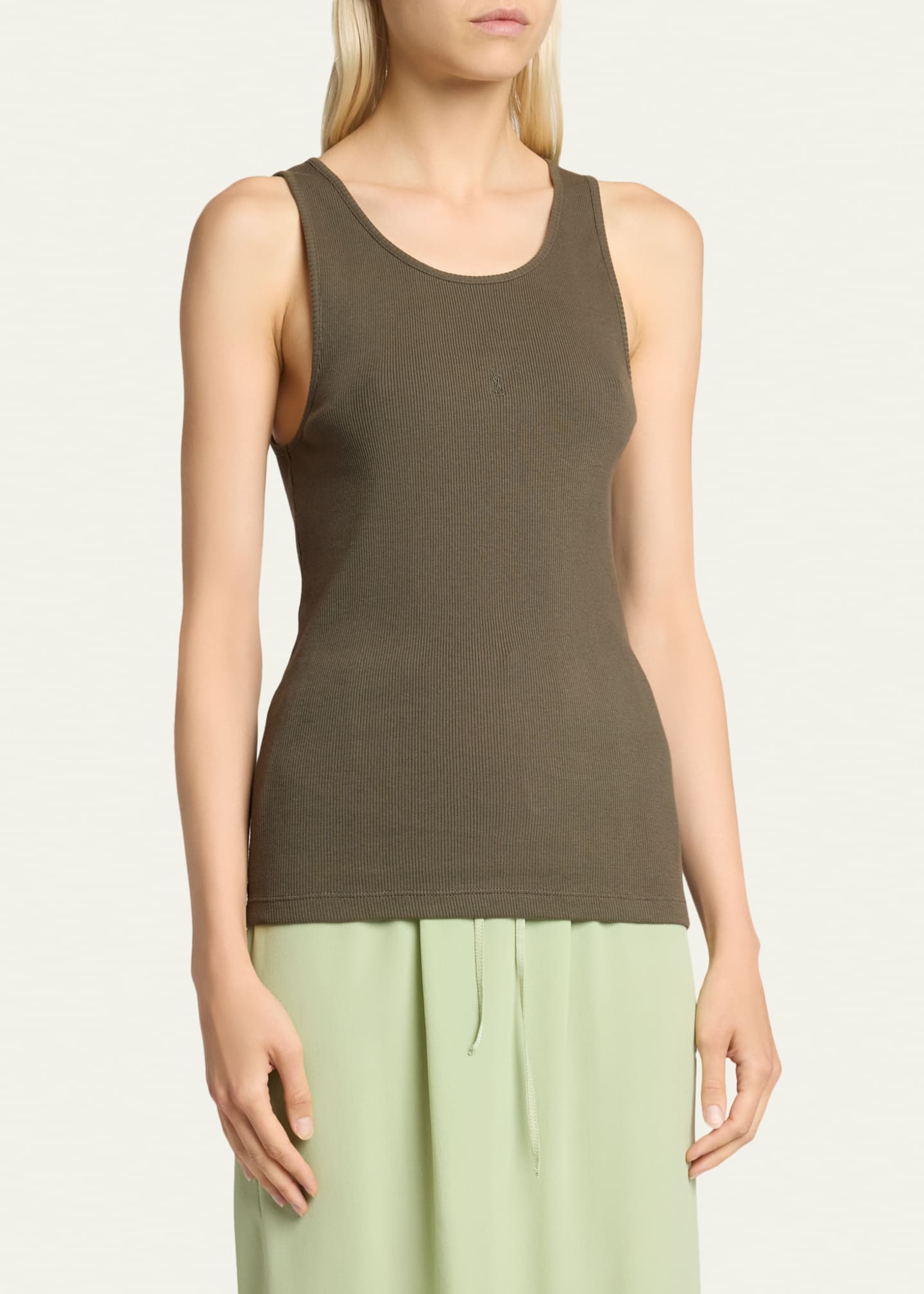 Saint Laurent YSL Embroidered Tank Top - Bergdorf Goodman