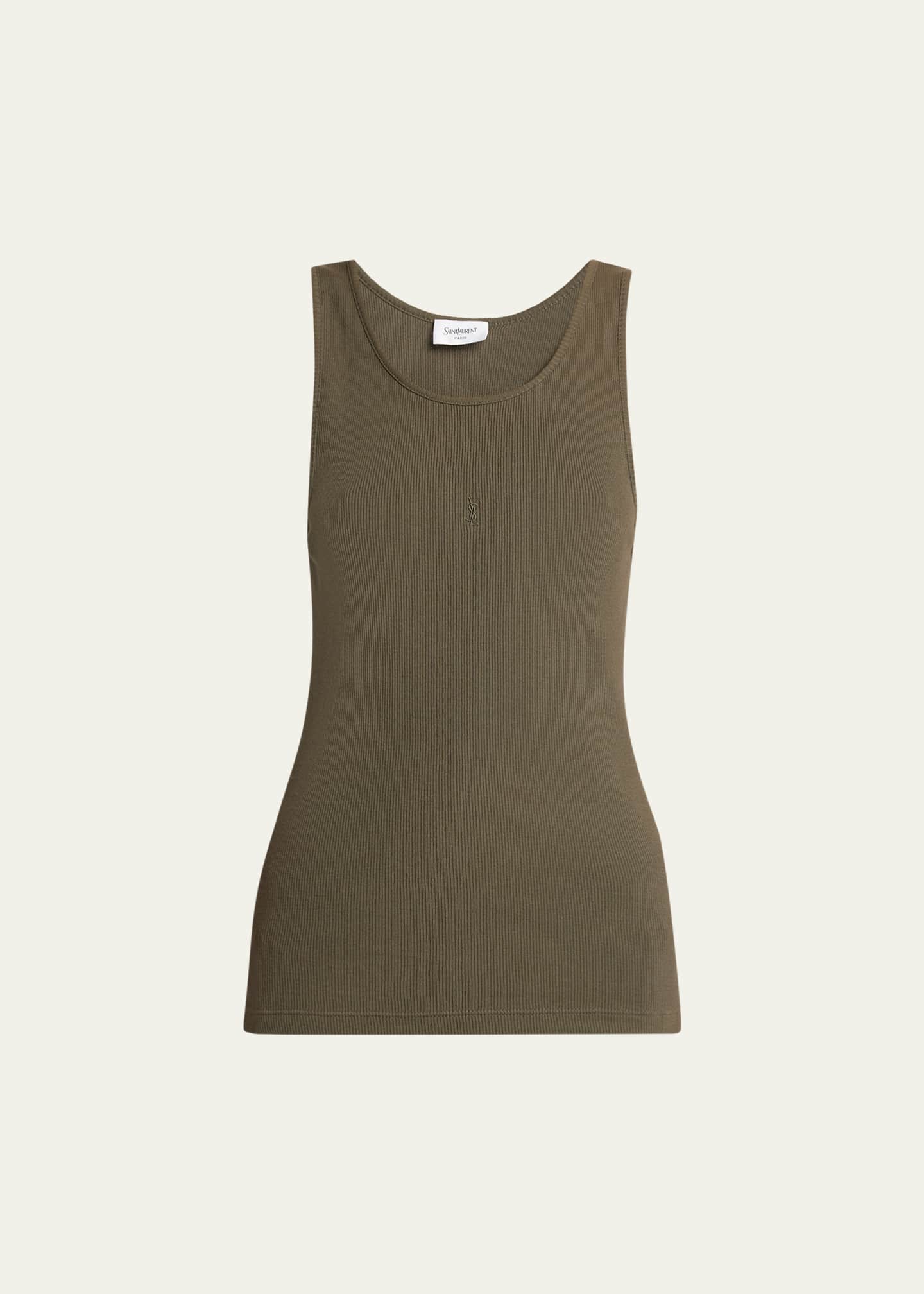 Saint Laurent YSL Embroidered Tank Top - Bergdorf Goodman