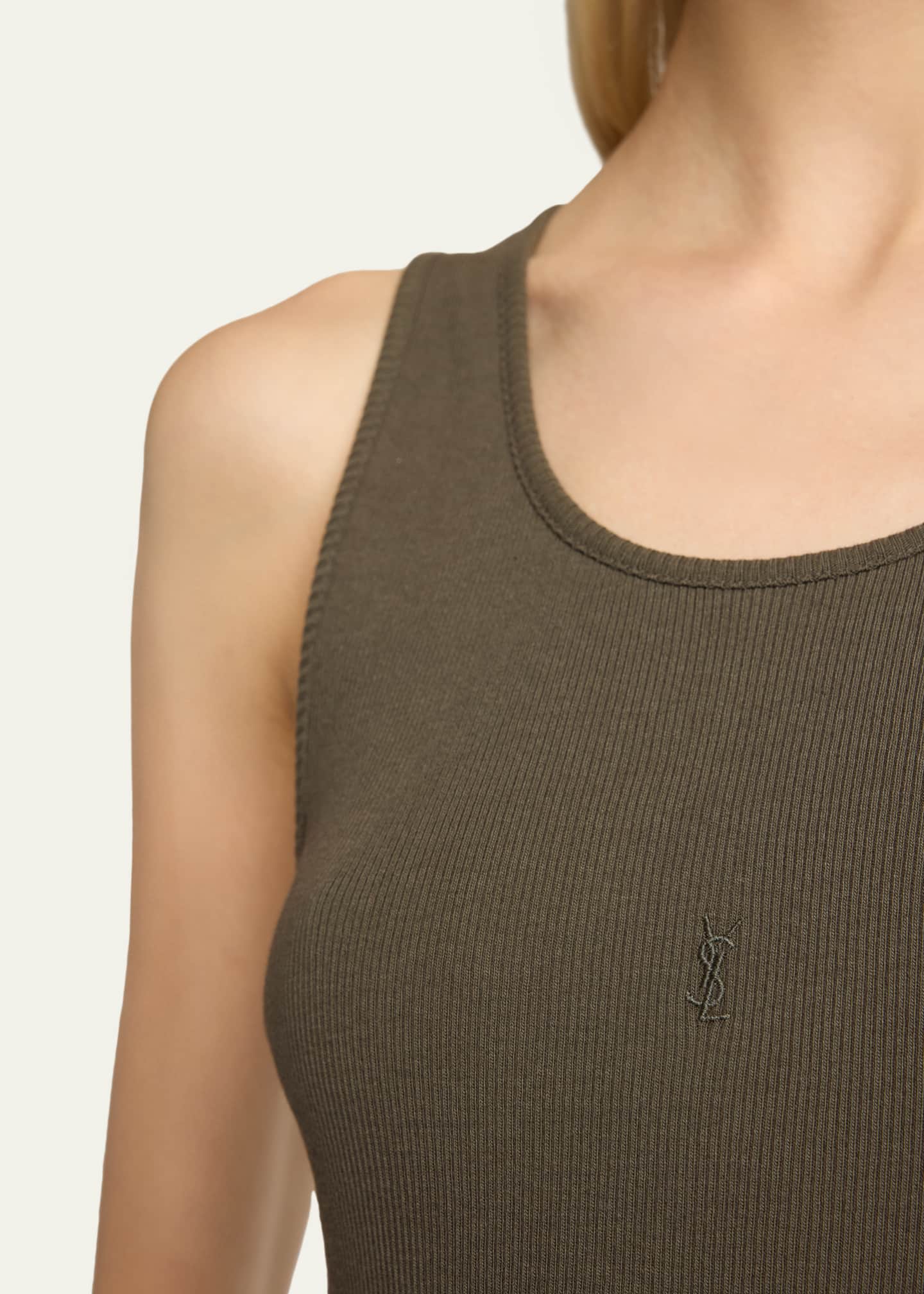 Saint Laurent YSL Embroidered Tank Top - Bergdorf Goodman