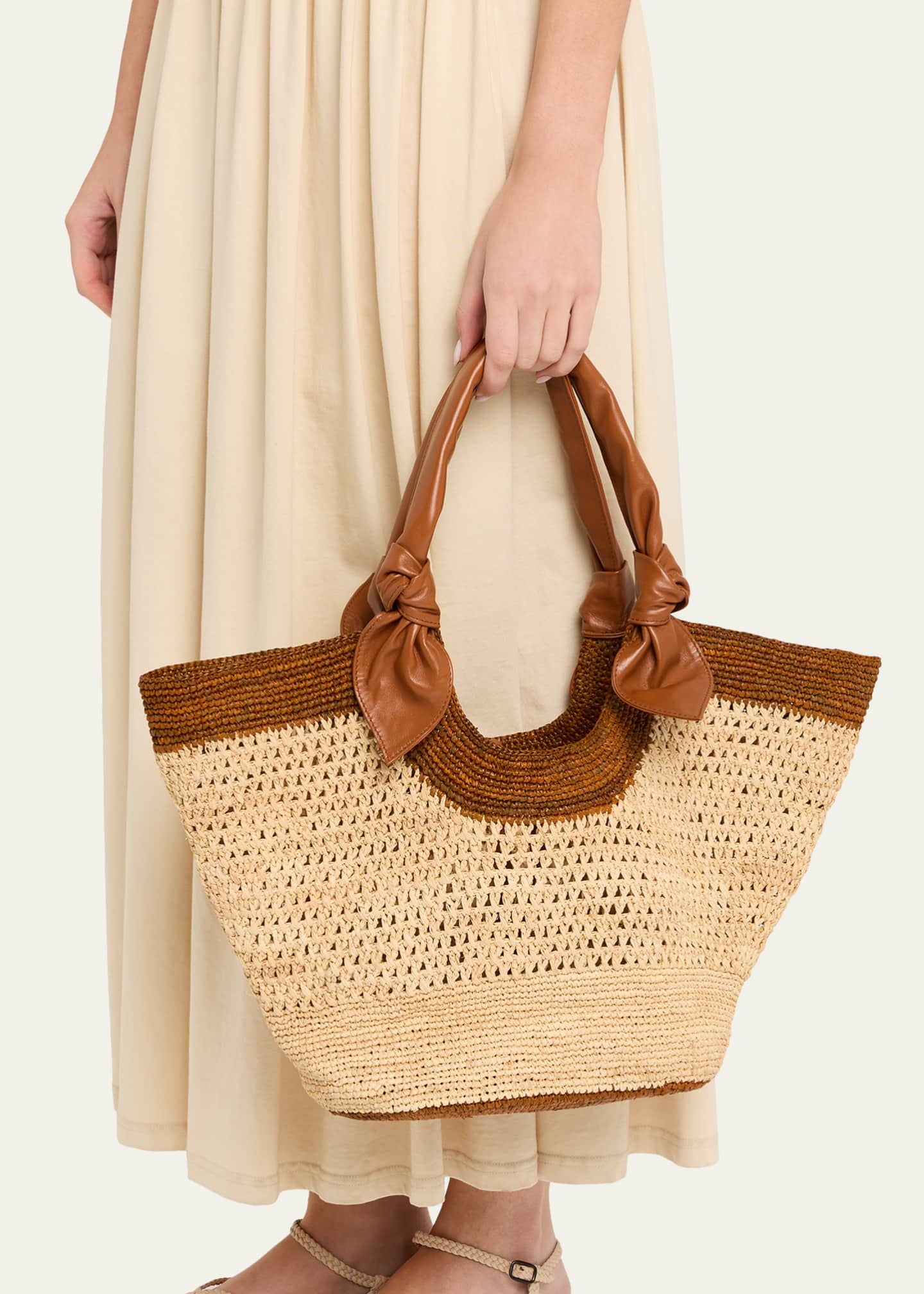 HEREU Fonol Bicolor Crochet Raffia Tote Bag - Bergdorf Goodman