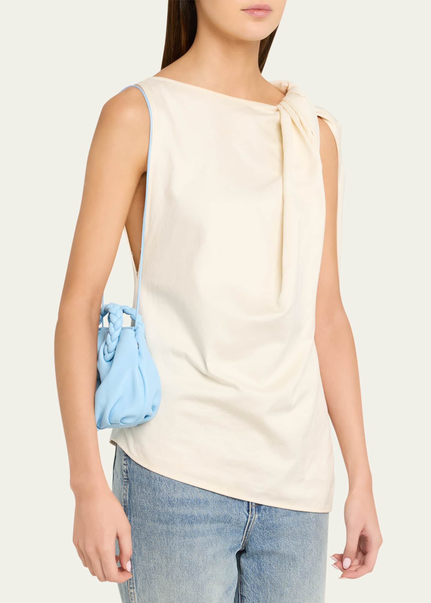HEREU Bombon Ruched Leather Top-Handle Bag - Bergdorf Goodman