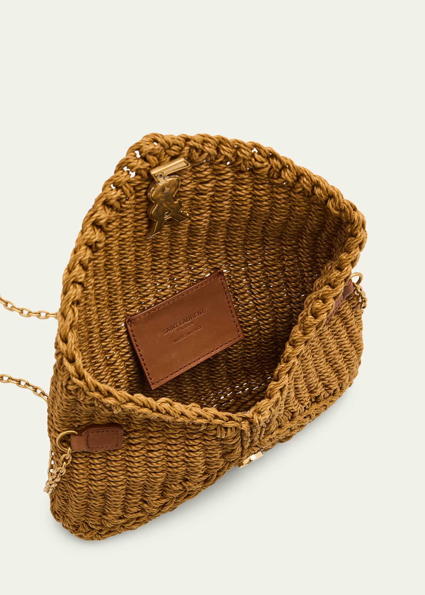 Saint Laurent Cassandre YSL Woven Raffia Shoulder Bag Pouch Bag