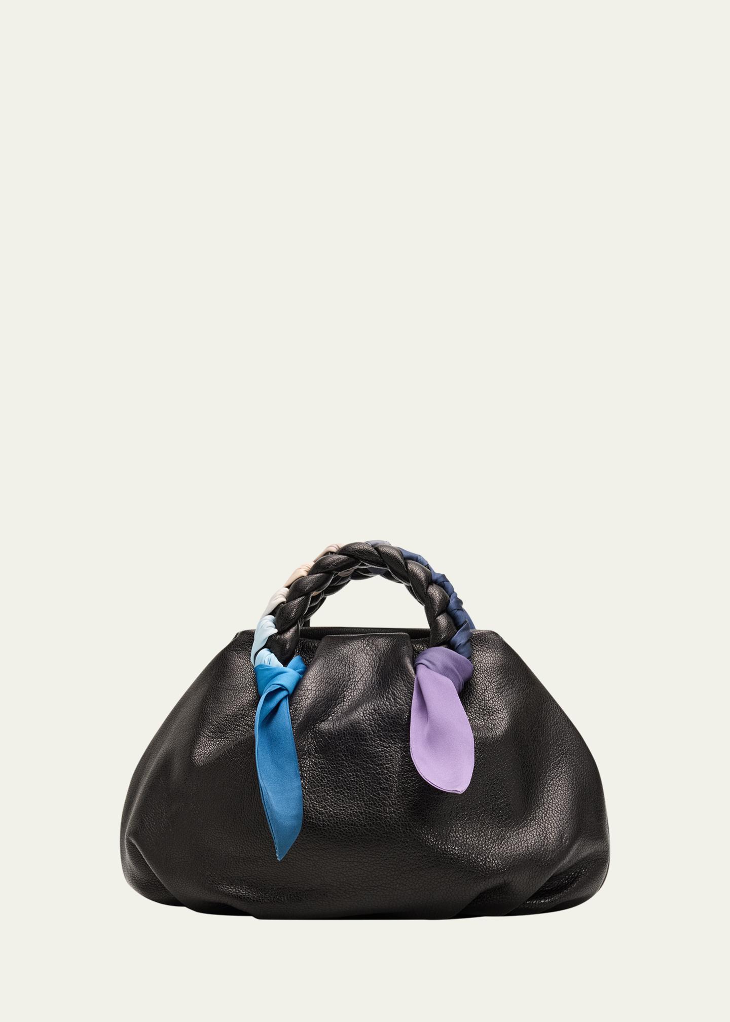 HEREU Bombon Foulard Ruched Leather Top-Handle Bag - Bergdorf Goodman
