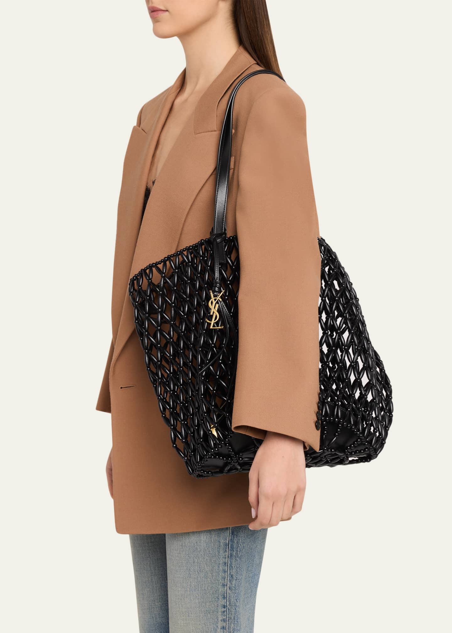 Saint Laurent Panier Medium Beaded Tote Bag - Bergdorf Goodman