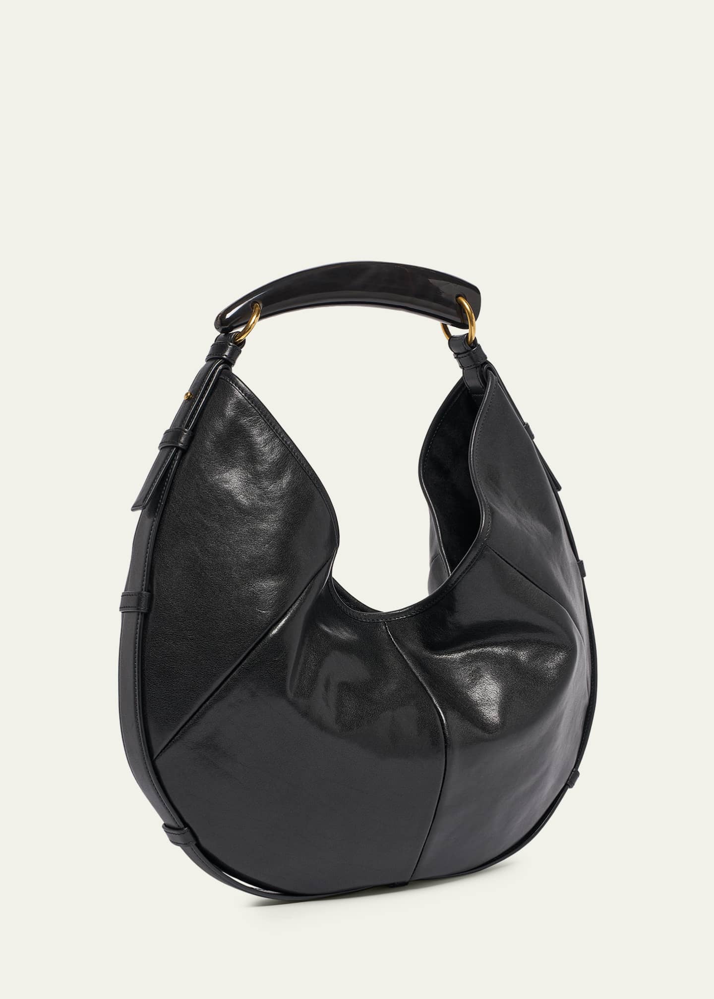 Saint Laurent Mombasa Medium Pleated Leather Shoulder Bag