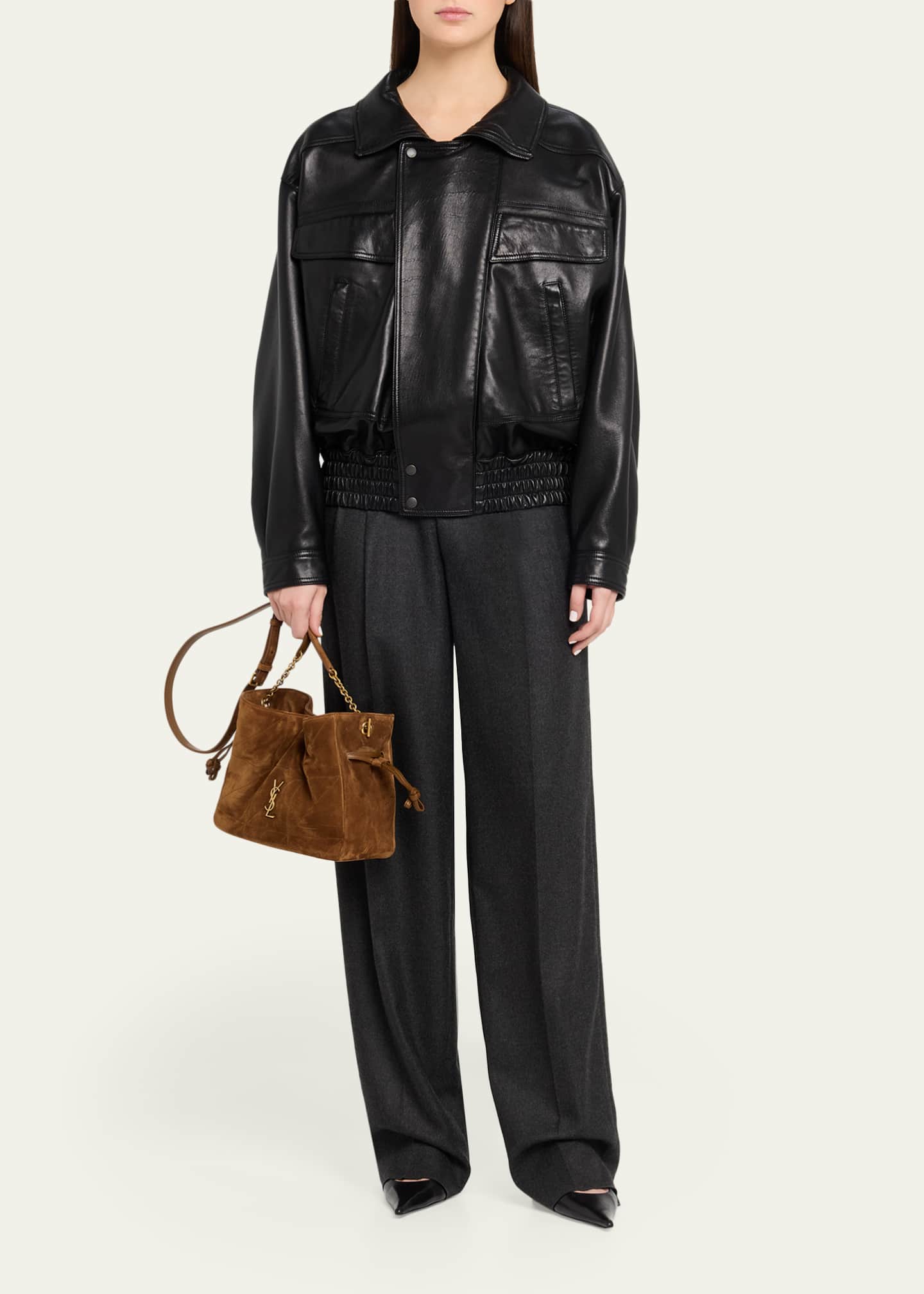 Saint Laurent Jamie YSL Quilted Suede Shoulder Bag - Bergdorf Goodman