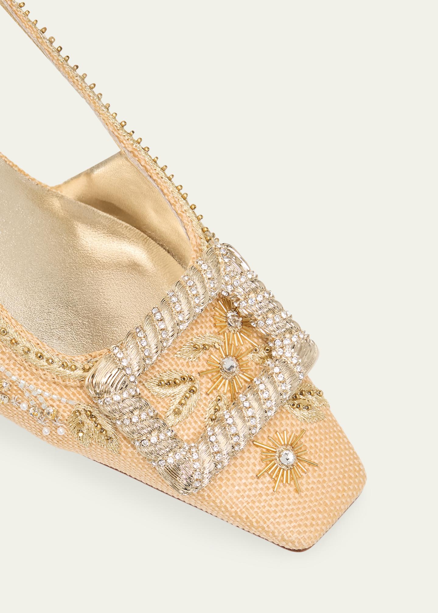 Roger Vivier 45mm Belle Vivier Embellished Canvas Slingback Pumps