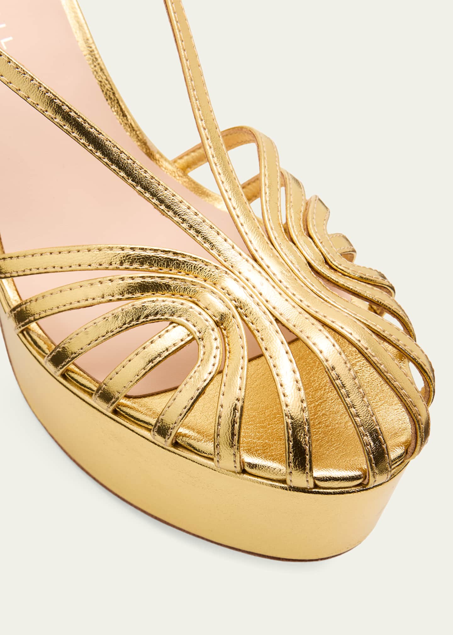 Loeffler Randall 120mm Isabella Lattice Metallic Leather Platform