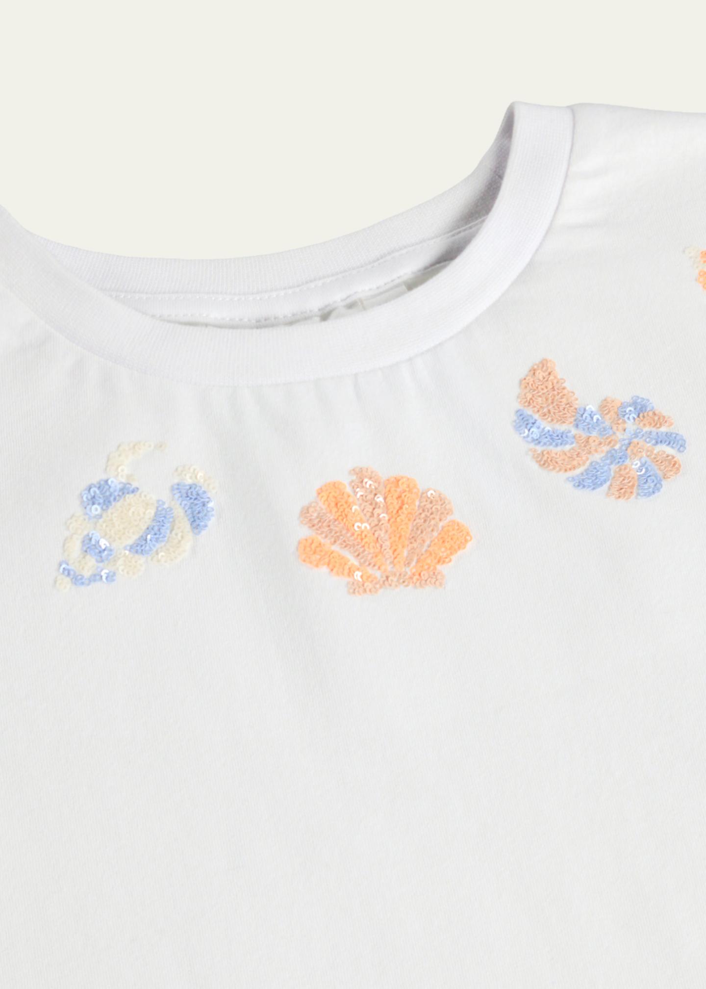 Molo Girl's Ranva Sequin Seashell Crewneck Tee, Size 3-6 - Bergdorf Goodman