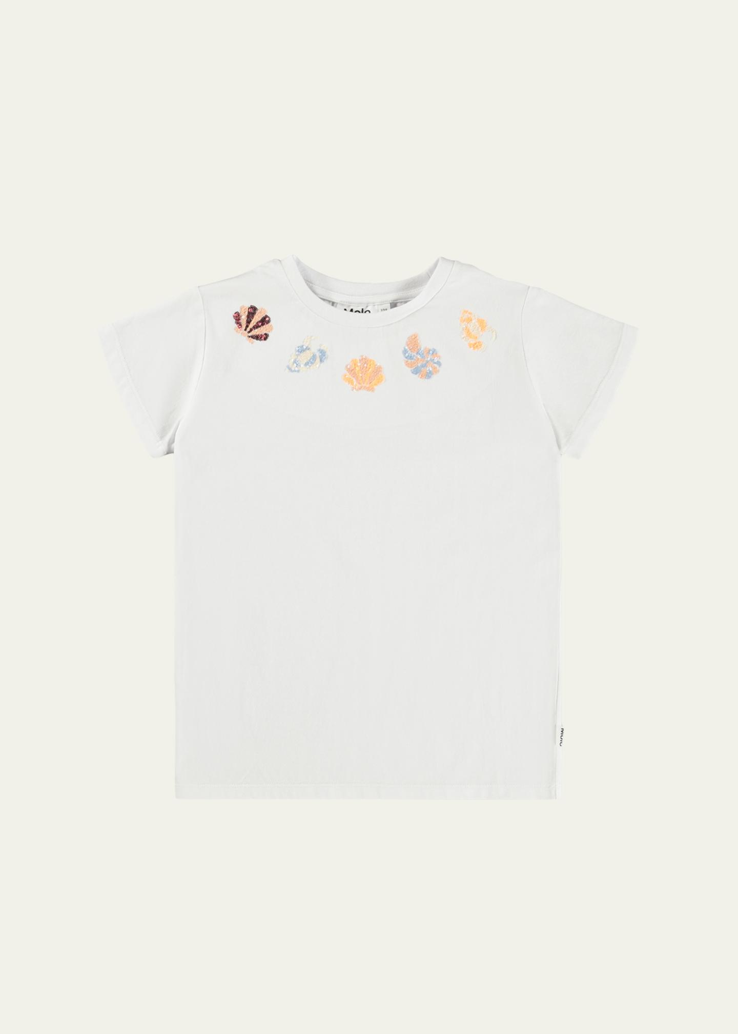 Molo Girl's Ranva Sequin Seashell Crewneck Tee, Size 3-6 - Bergdorf Goodman