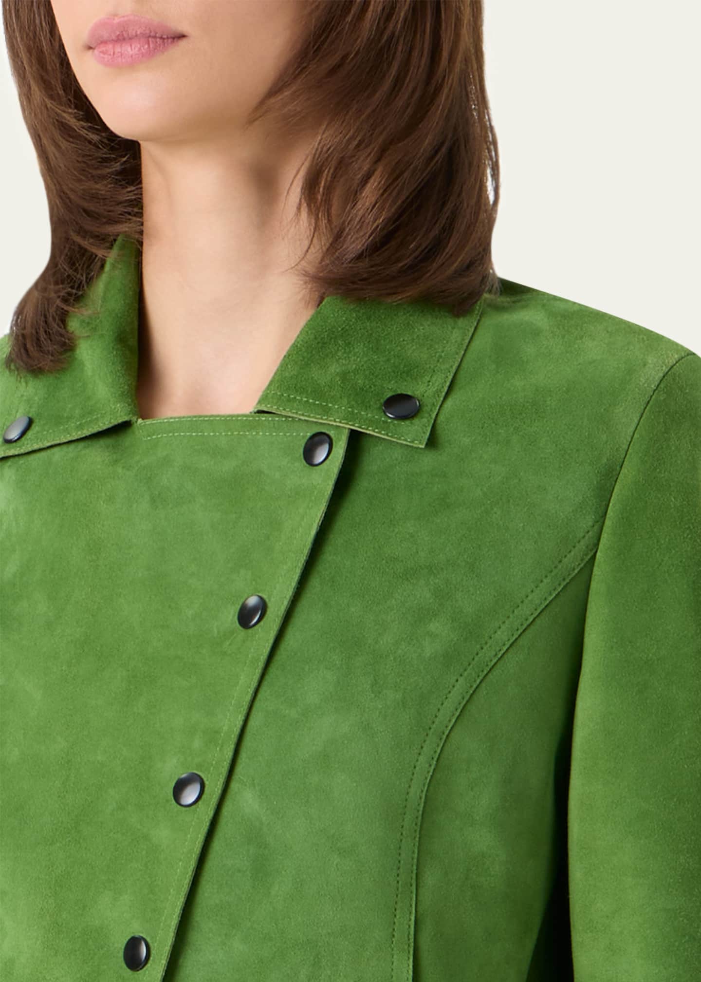 Akris punto Suede Crop Moto Jacket - Bergdorf Goodman