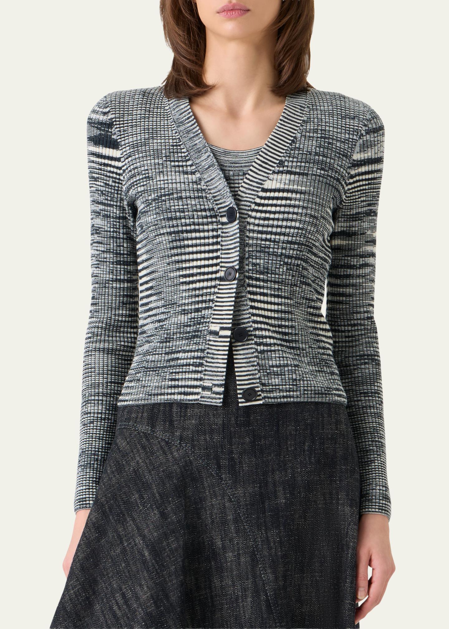 Akris punto Space Dye Ribbed Merino Cardigan - Bergdorf Goodman
