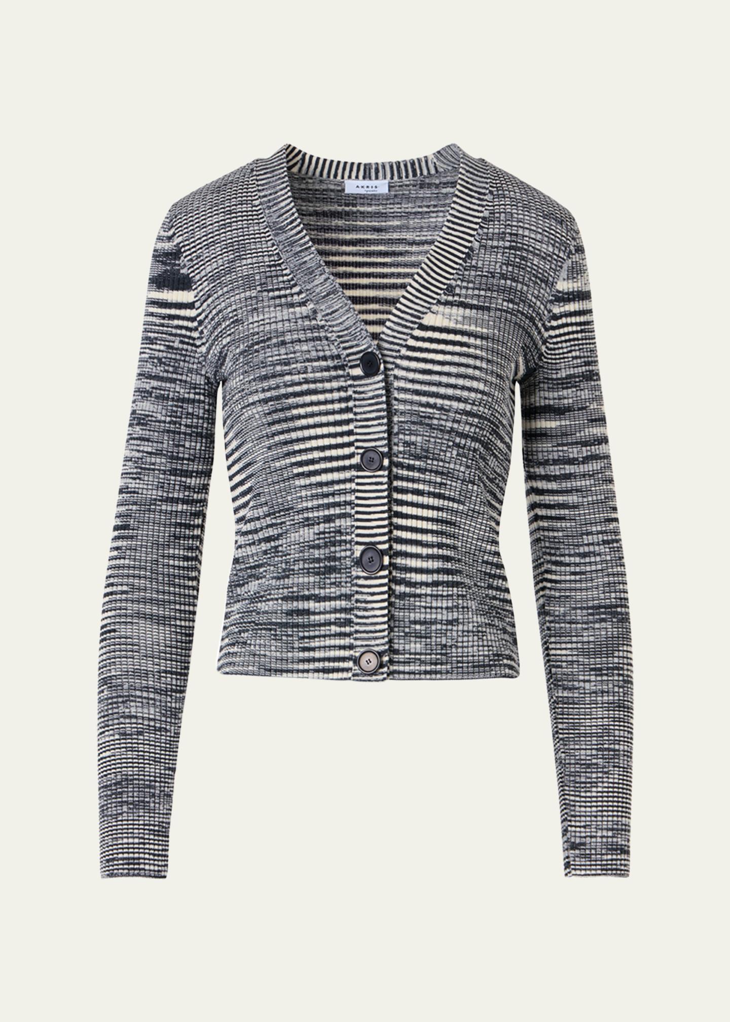 Akris punto Space Dye Ribbed Merino Cardigan - Bergdorf Goodman