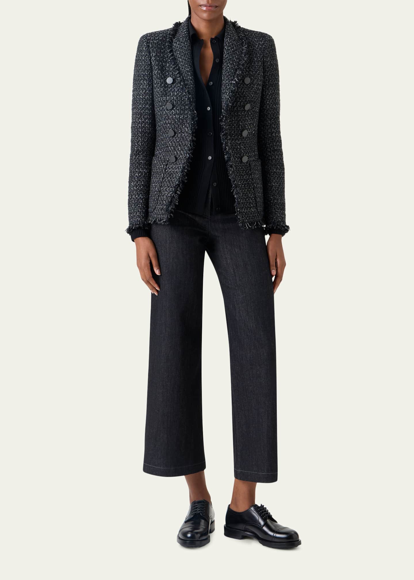 Akris punto Salt and Pepper Tweed Jacket - Bergdorf Goodman