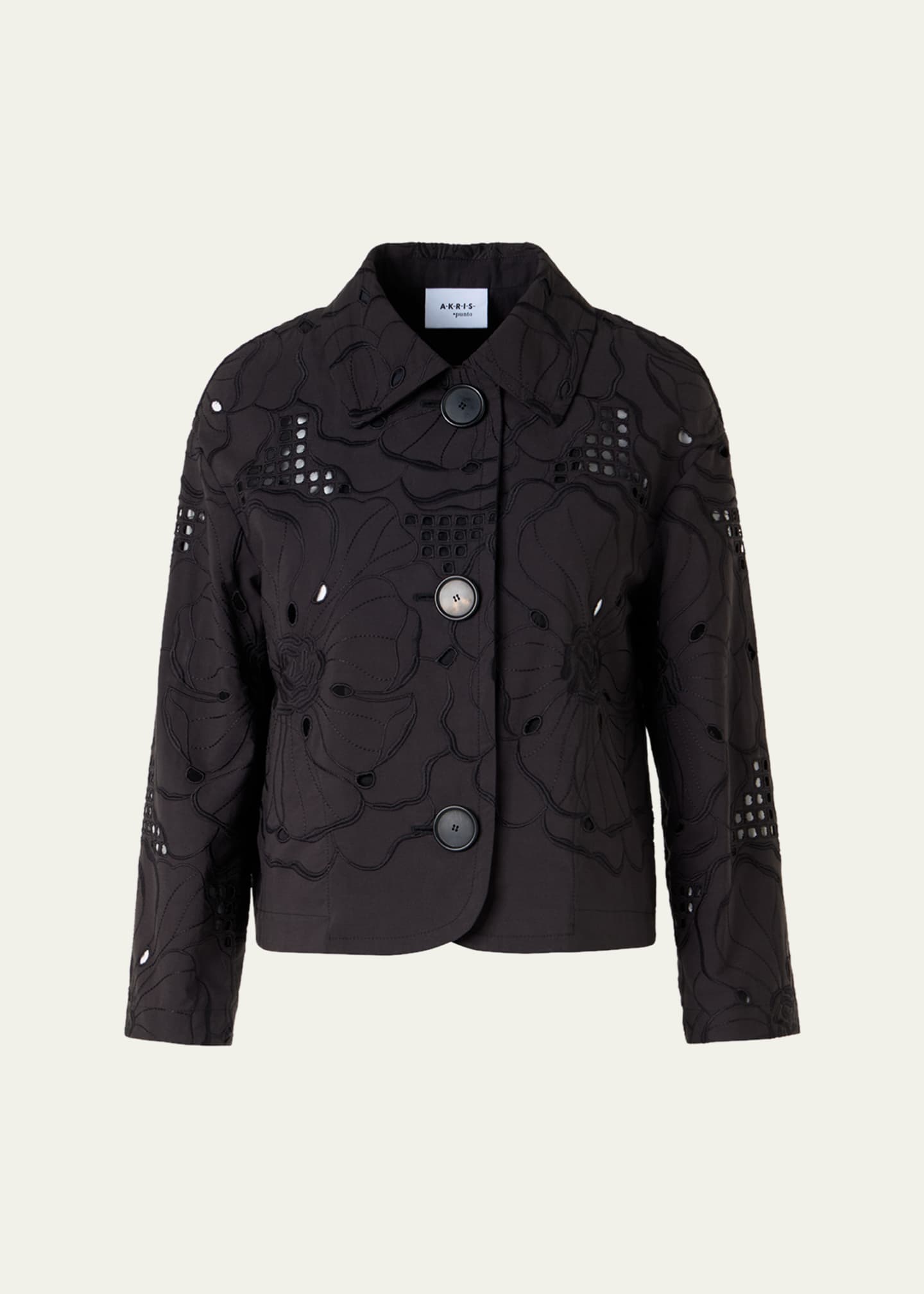 Akris punto Flower Eyelet Jacket in Cotton Poplin - Bergdorf Goodman