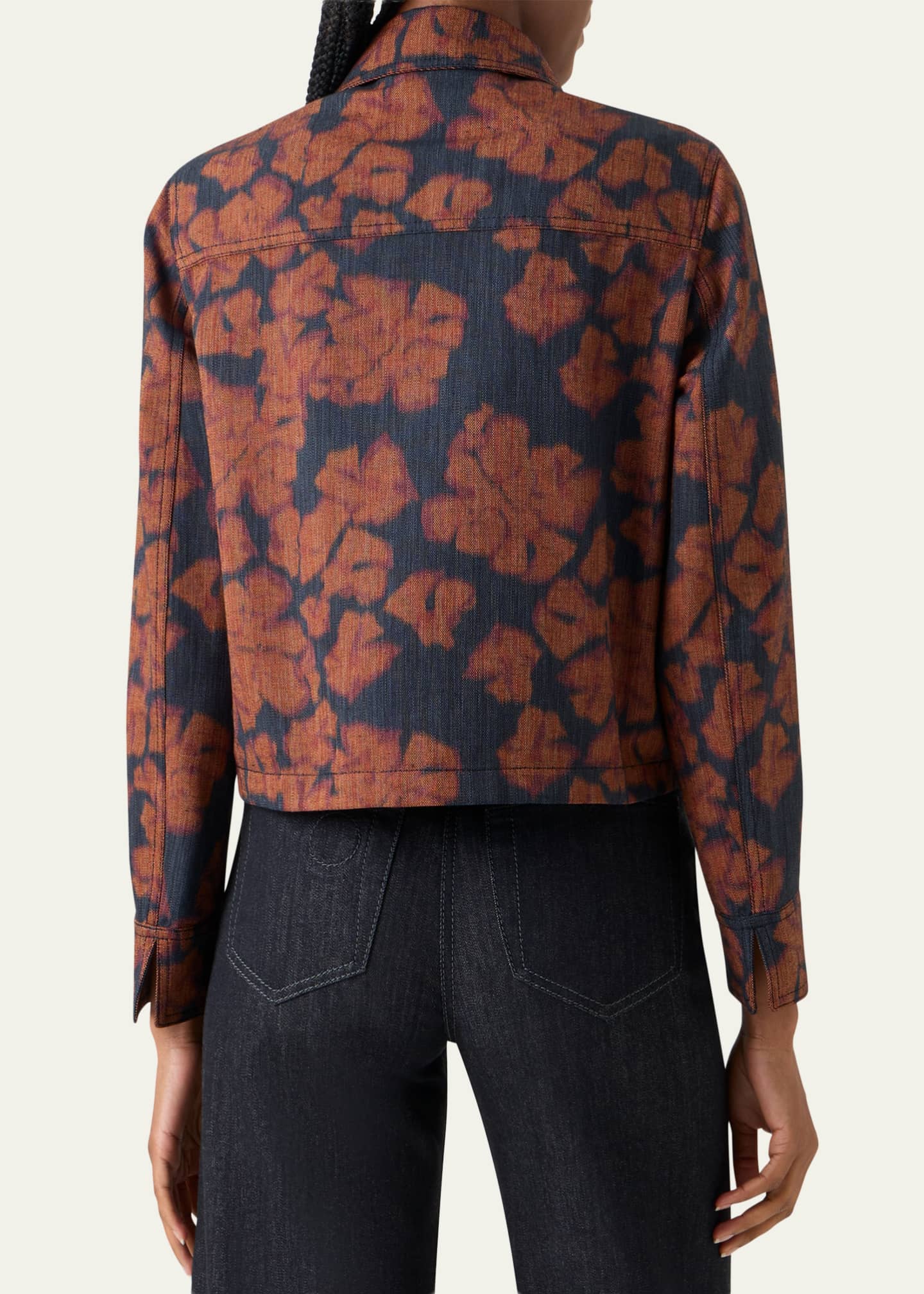 Akris punto Ikat Flower Motorbike Jacket in Cotton Canvas