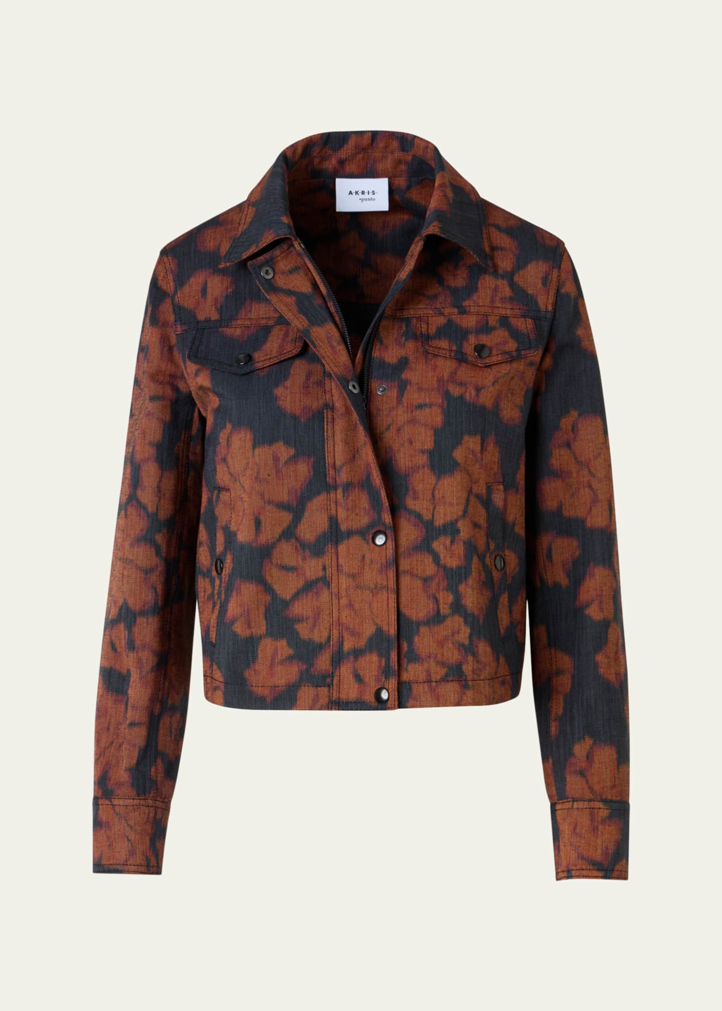 Akris punto Ikat Flower Motorbike Jacket in Cotton Canvas