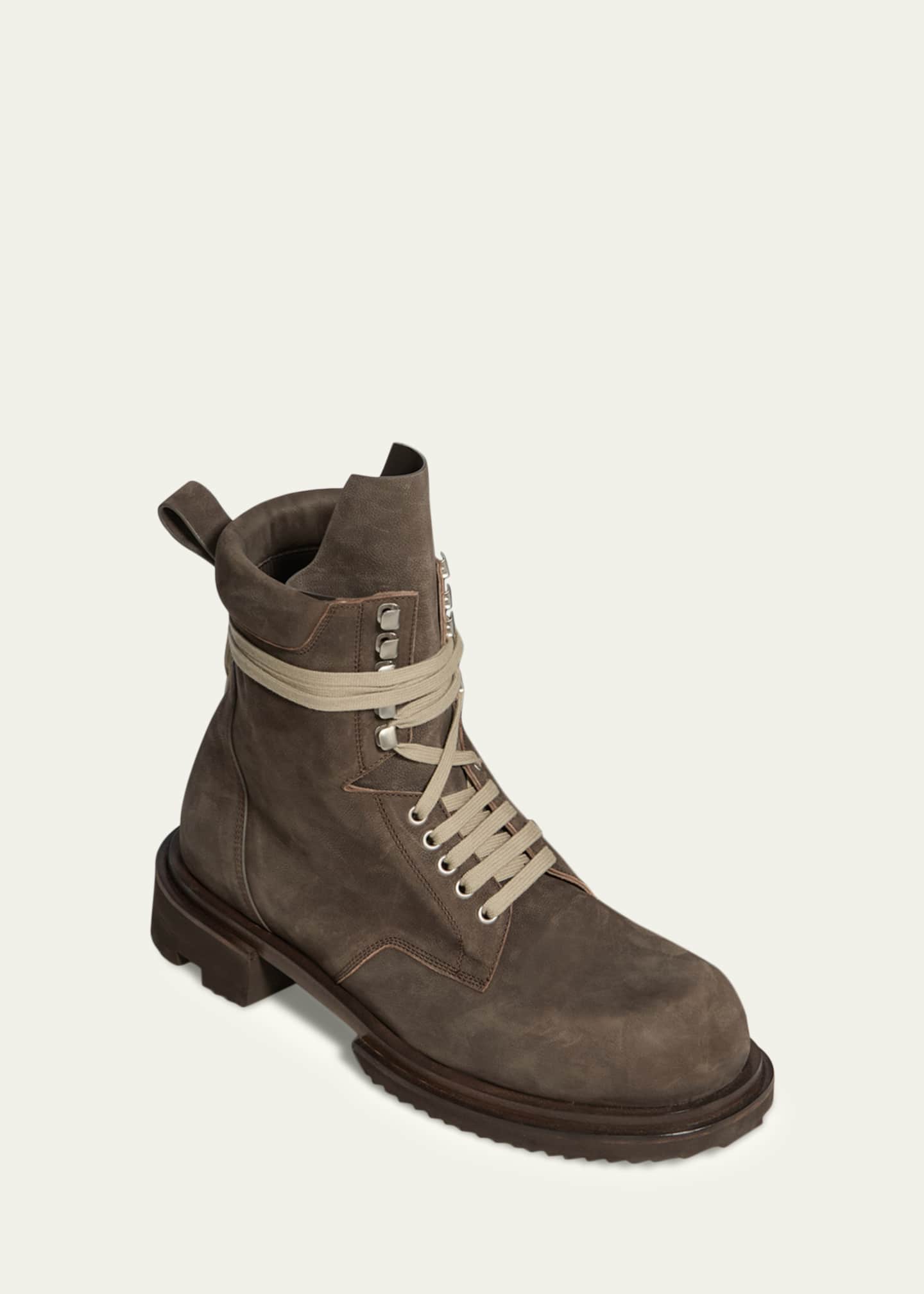 Rick Owens Men's Low Army Gabe Leather Lace-Up Ankle Boots