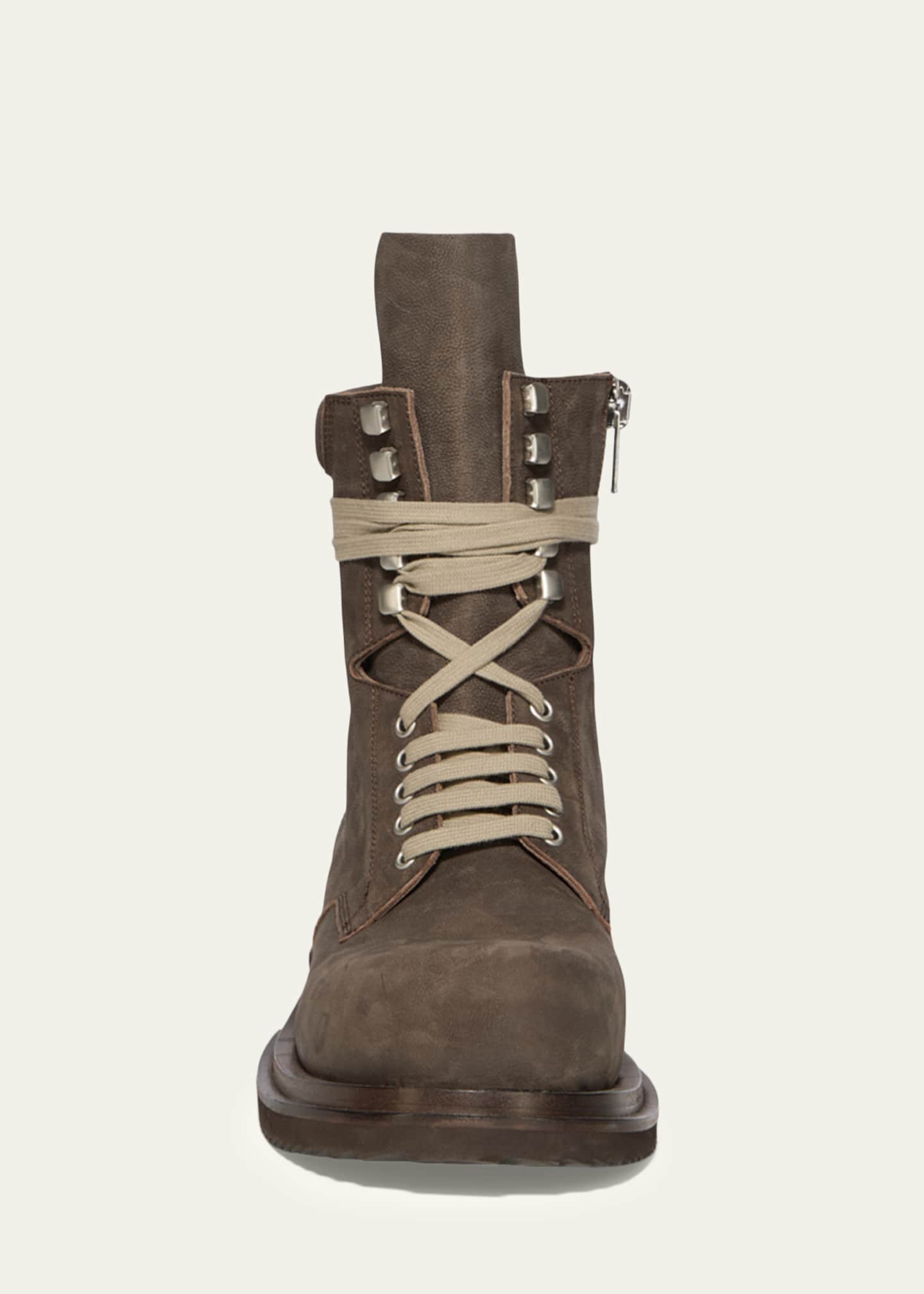 Rick Owens Men's Low Army Gabe Leather Lace-Up Ankle Boots