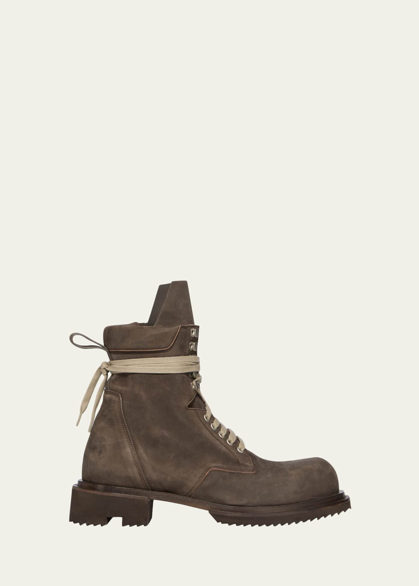 Rick Owens Men's Low Army Gabe Leather Lace-Up Ankle Boots