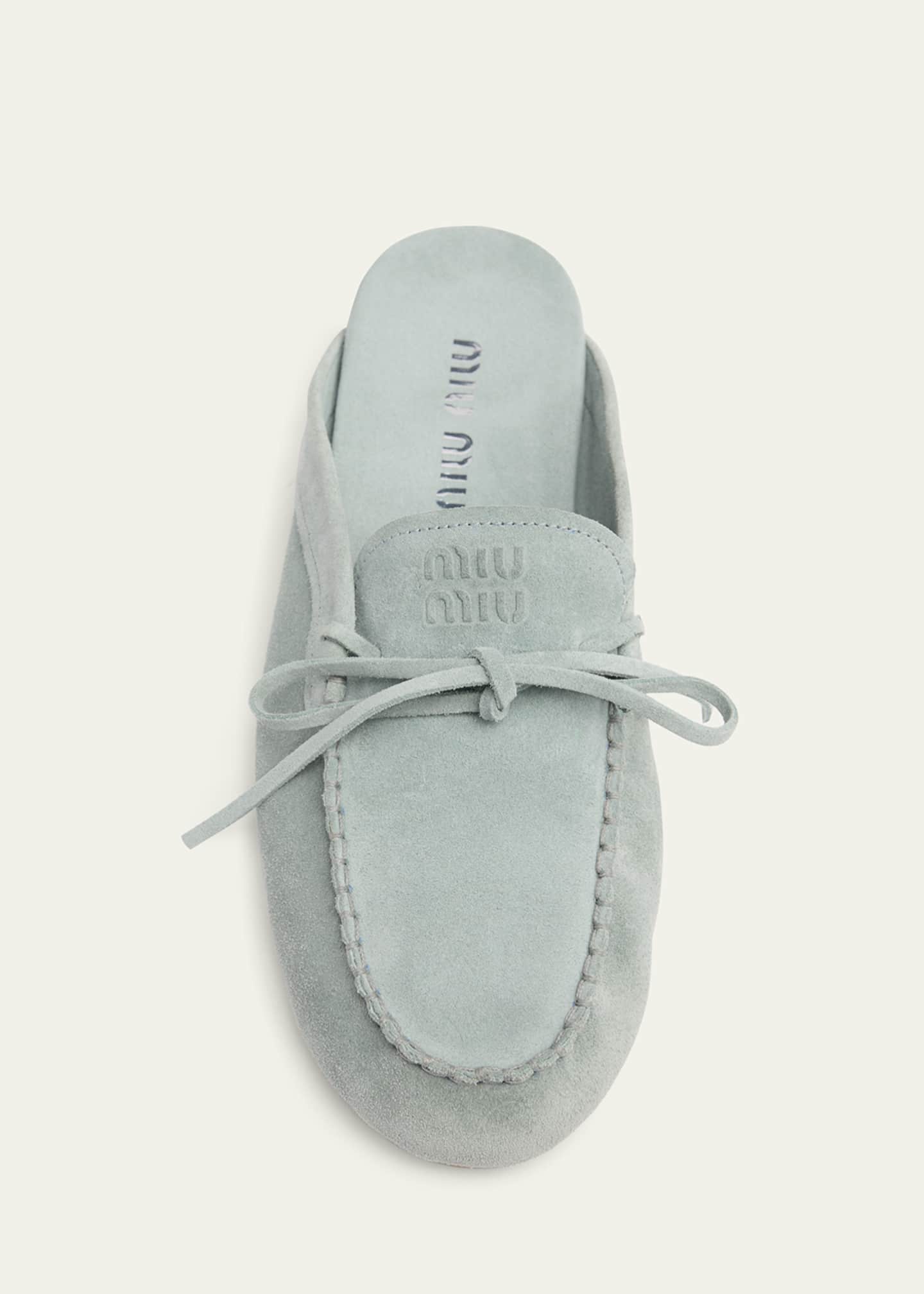 Miu Miu Sabot Suede Moccasin Mules - Bergdorf Goodman