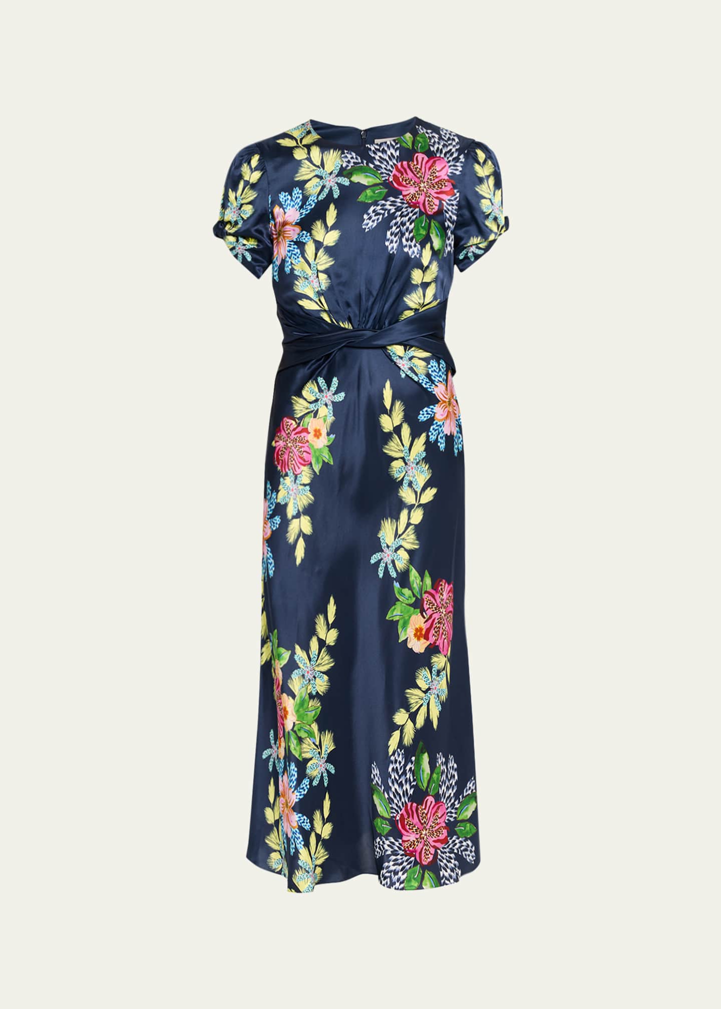 saloni gwen twisted draped floral print silk maxi dress Saloni Gwen-C Dress - Hosta Trellis