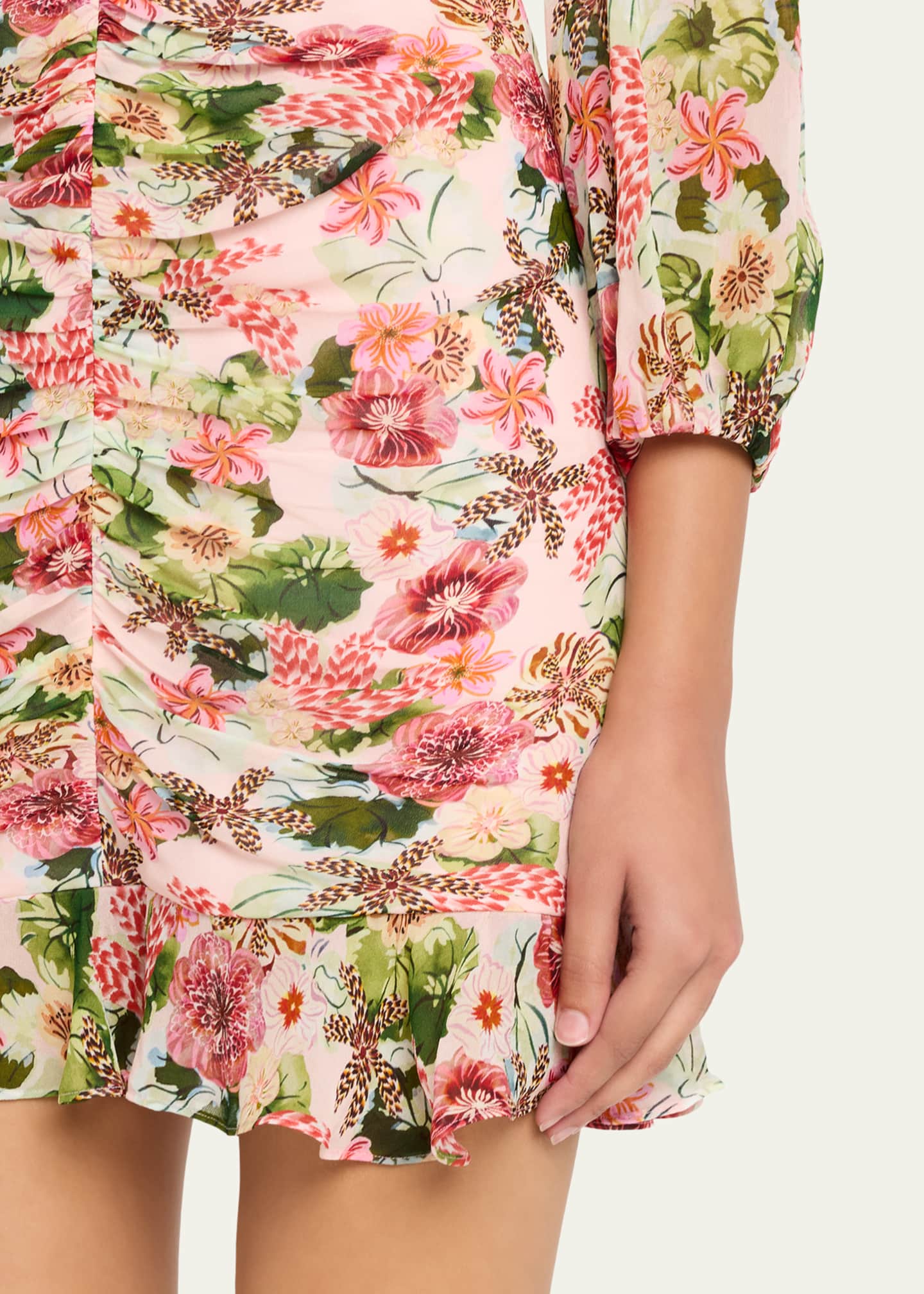 ruched floral mini dress Saloni Astrid Ruched Floral Mini Dress, Plumeria, Women's, 2, Cocktail & Party Wedding Guest Dresses Mini Dresses