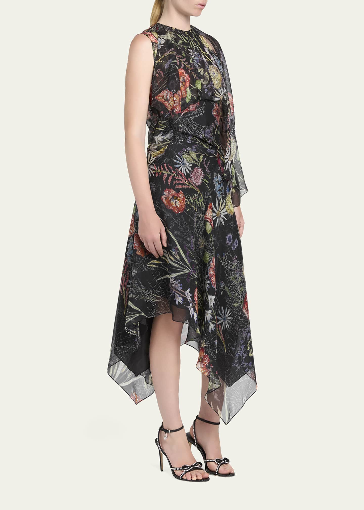 printed asymmetric midi dress Stella McCartney Floral Print Asymmetric Midi Dress