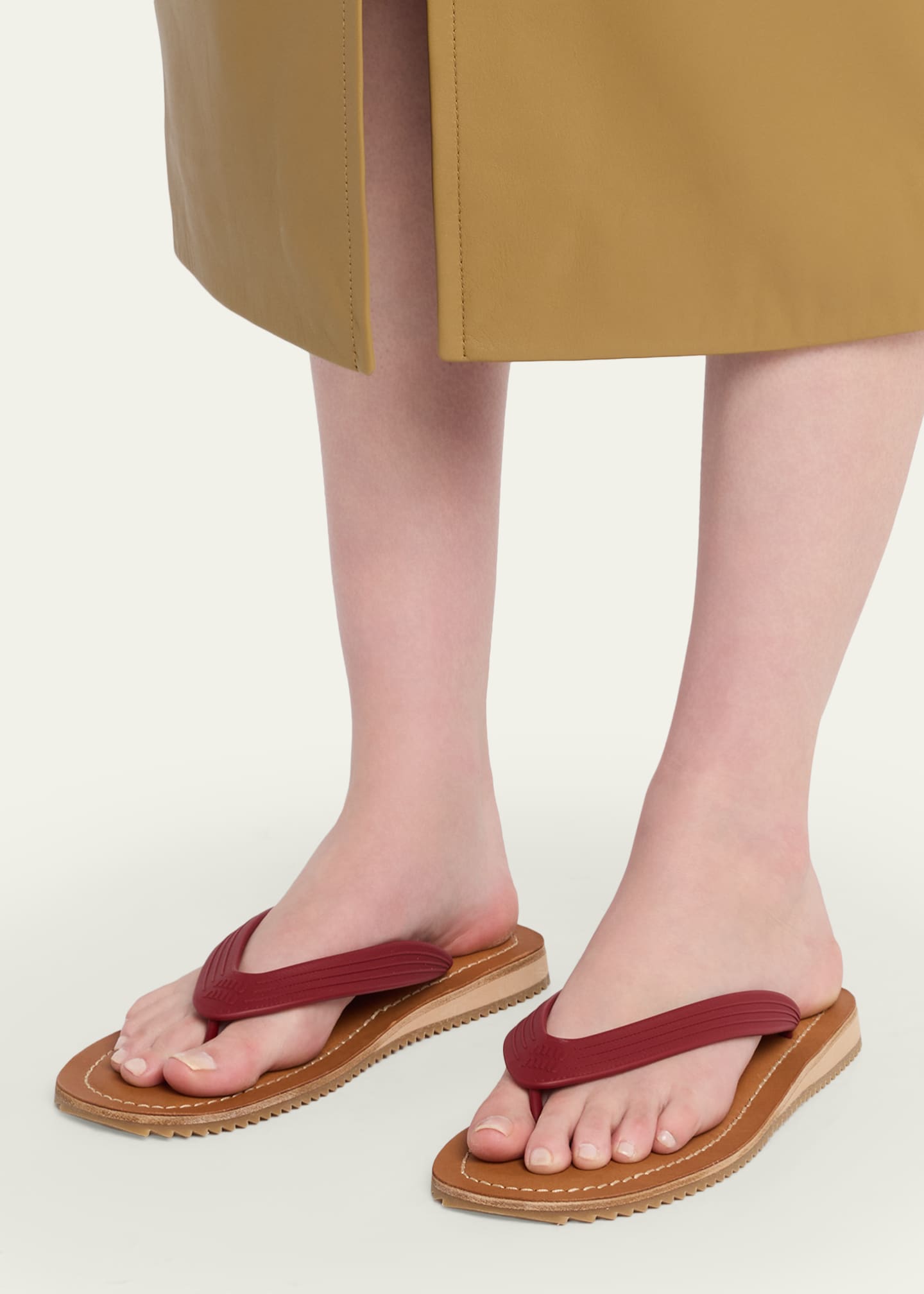 Miu Miu Logo Flat Thong Sandals - Bergdorf Goodman
