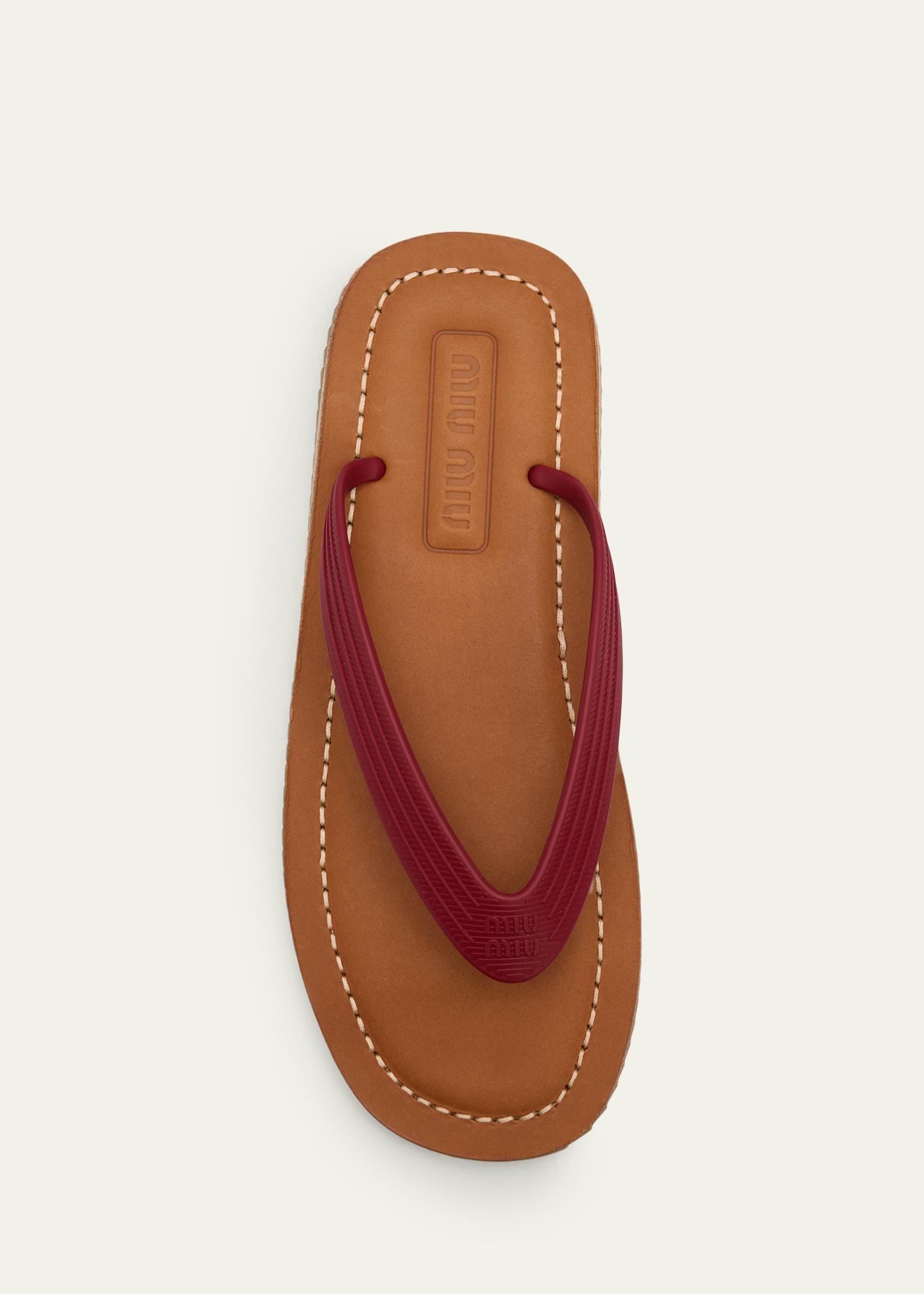 Miu Miu Logo Flat Thong Sandals - Bergdorf Goodman
