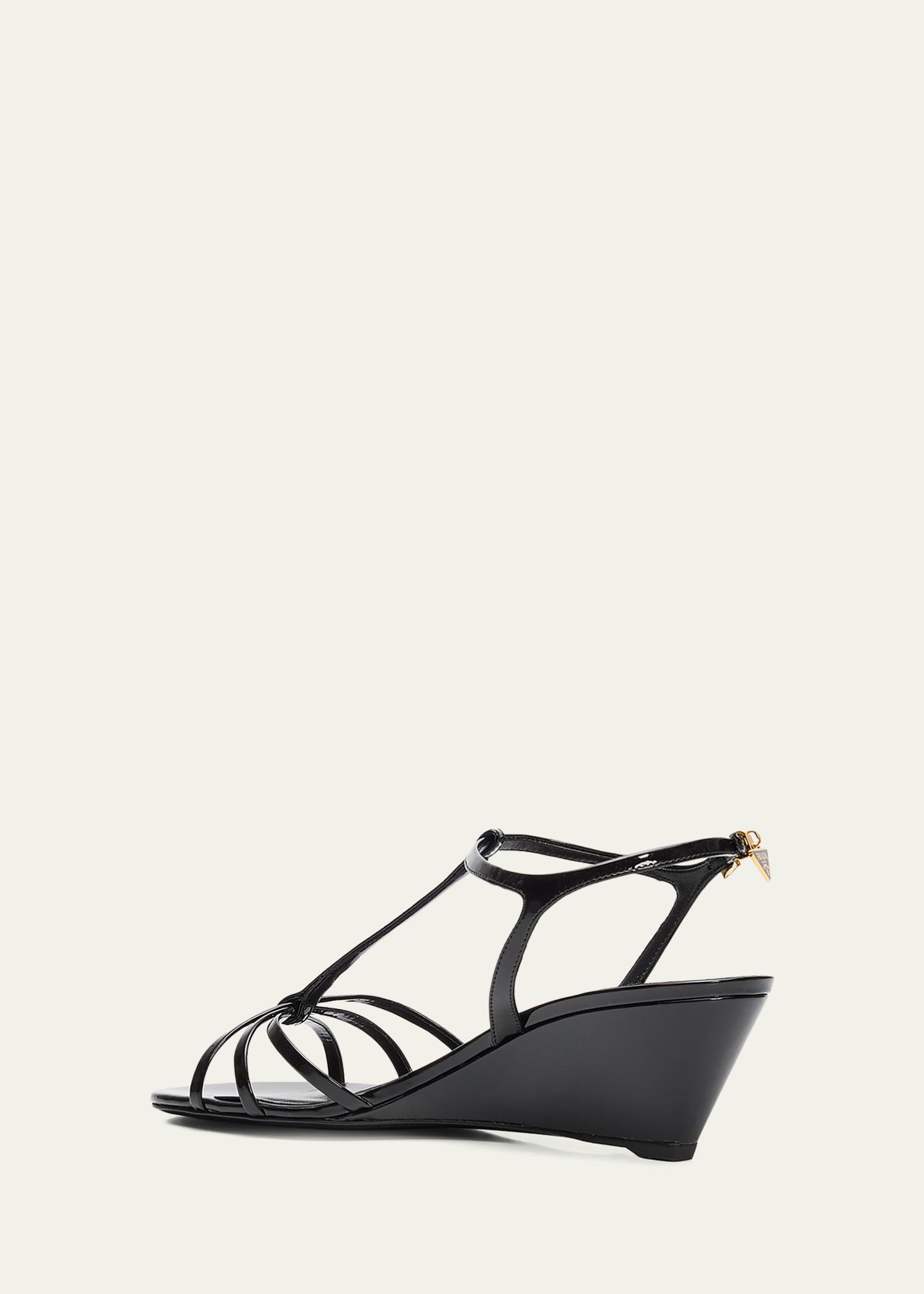 Prada 55mm Patent Leather Wedge Sandals - Bergdorf Goodman
