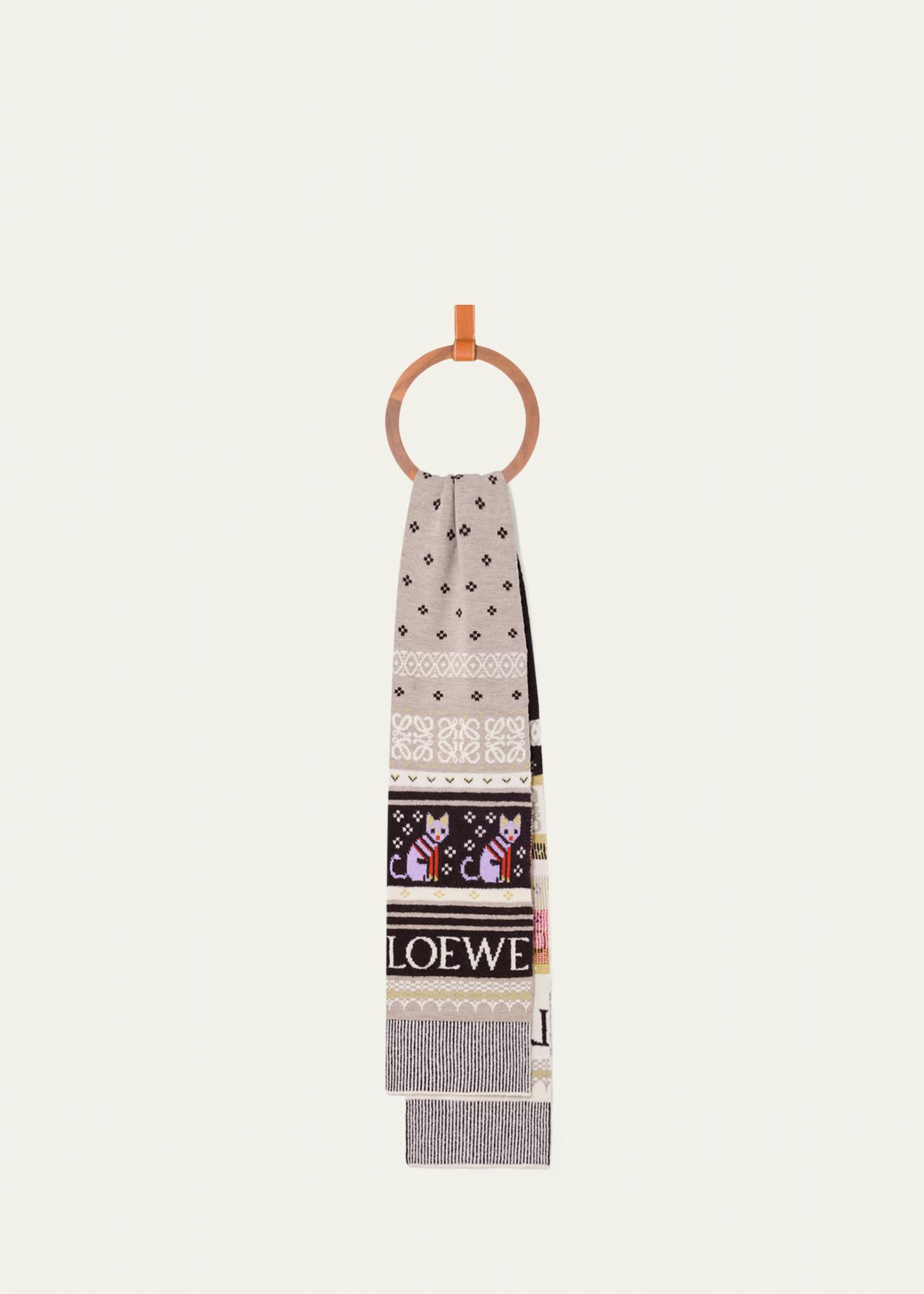 LOEWE x Louis Wain Futurist Cat Fair Isle Scarf - Bergdorf Goodman