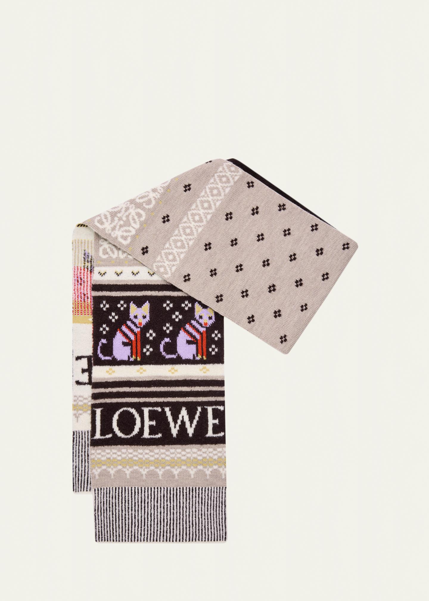LOEWE x Louis Wain Futurist Cat Fair Isle Scarf - Bergdorf Goodman
