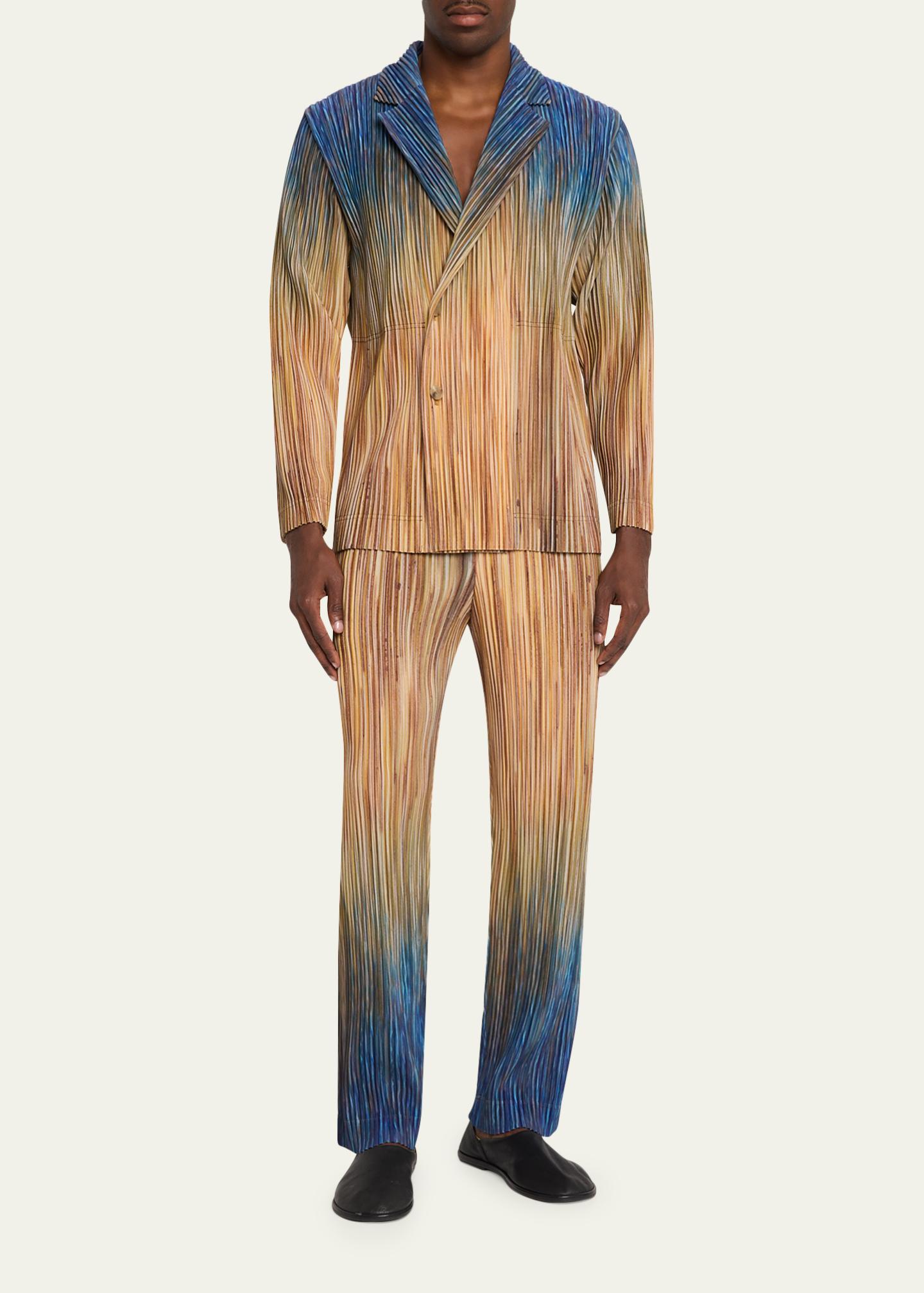 Homme Plisse Issey Miyake Men's Paintbrush Agate-Print Pleated