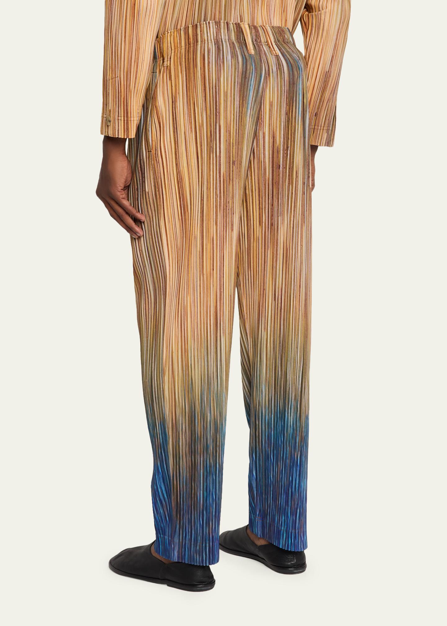 Homme Plisse Issey Miyake Men's Paintbrush Agate-Print Pleated