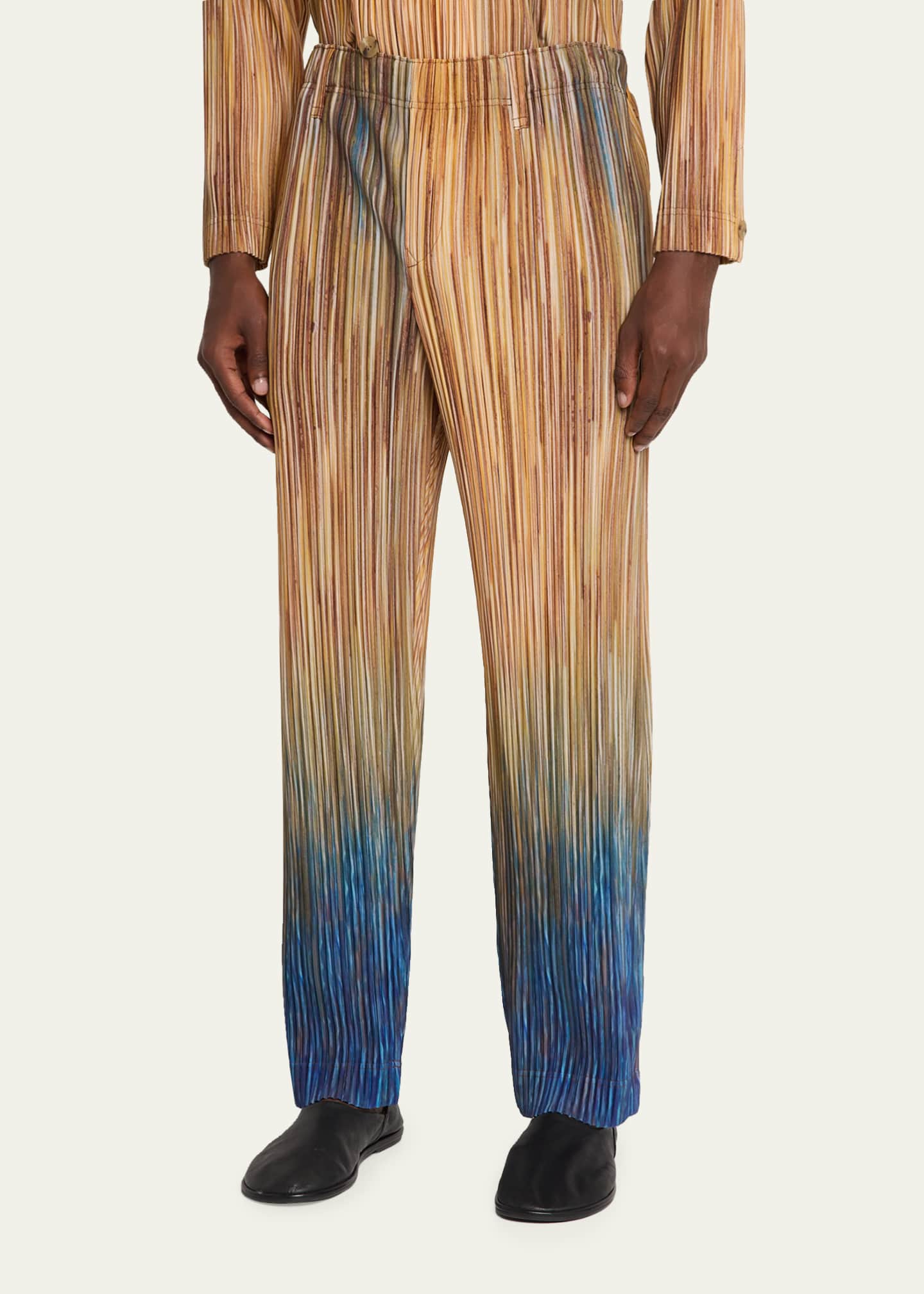 homme plisse issey miyake プリーツパンツ 01 春色 Homme Plisse Issey Miyake Men's Paintbrush Agate-Print Pleated