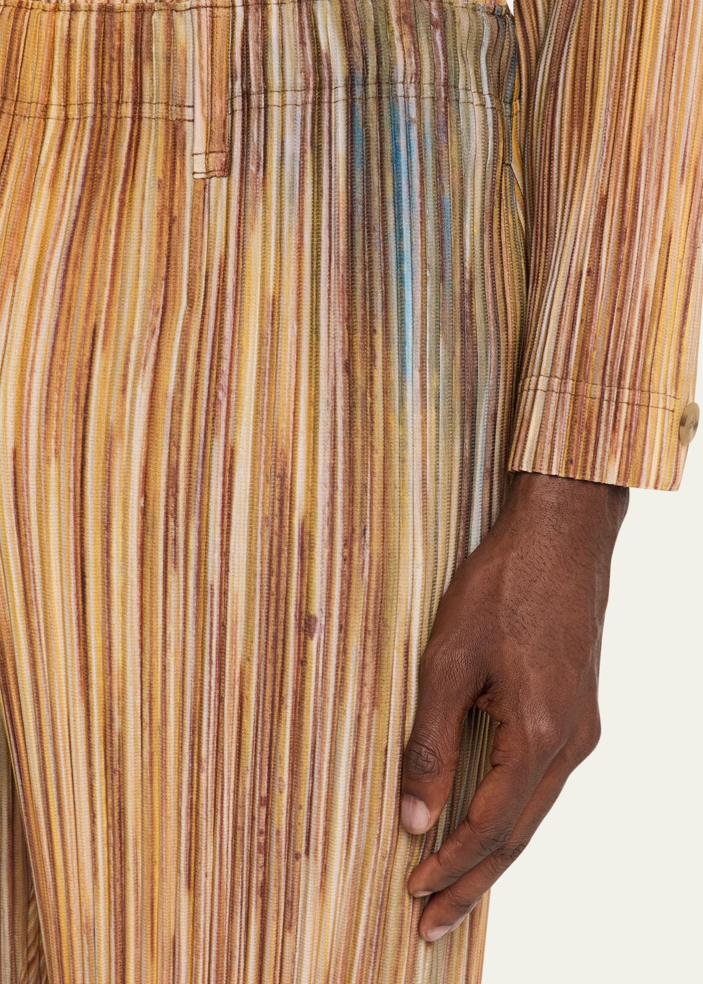 Homme Plisse Issey Miyake Men's Paintbrush Agate-Print Pleated