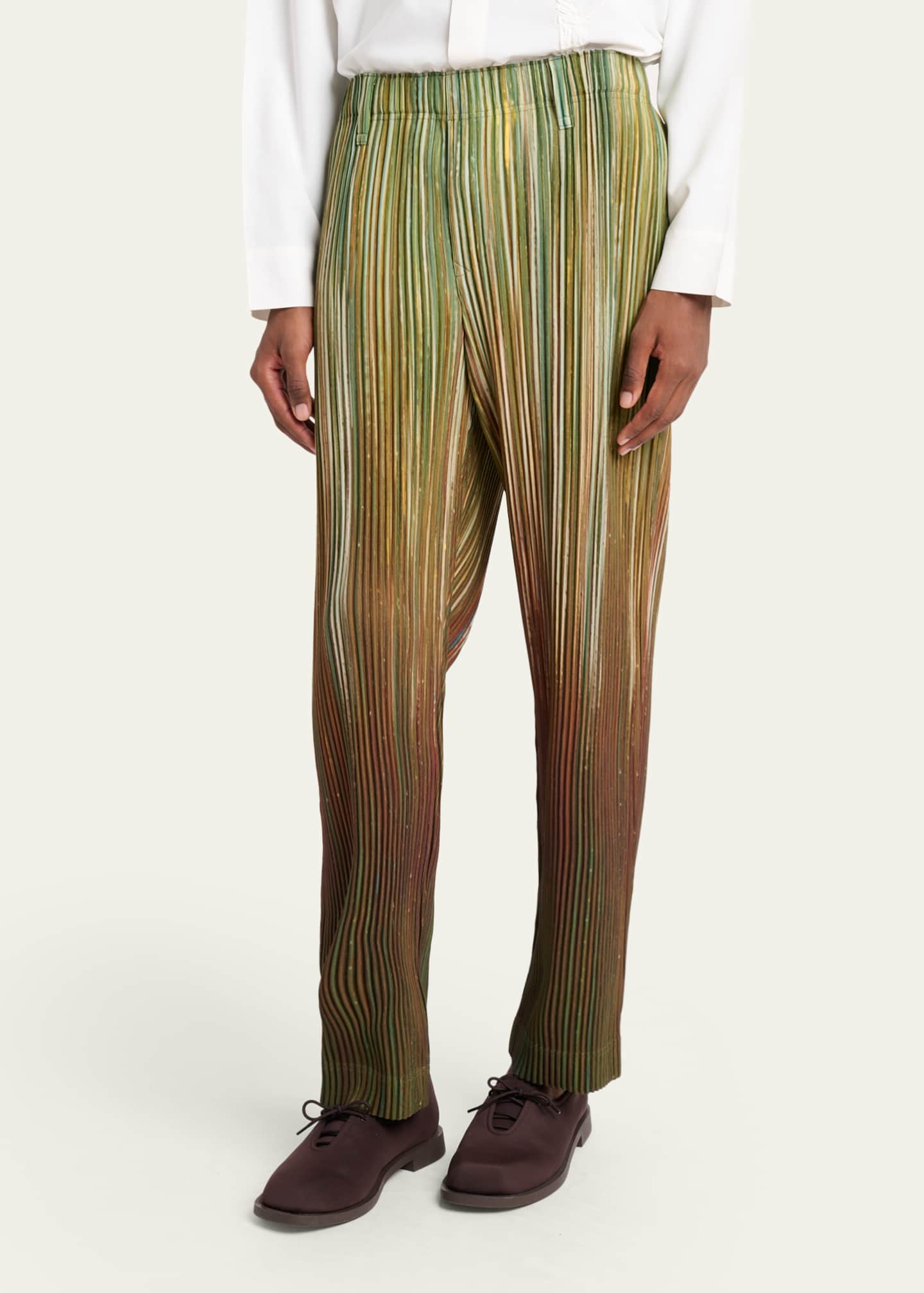 Homme Plisse Issey Miyake Men's Paintbrush Agate-Print Pleated