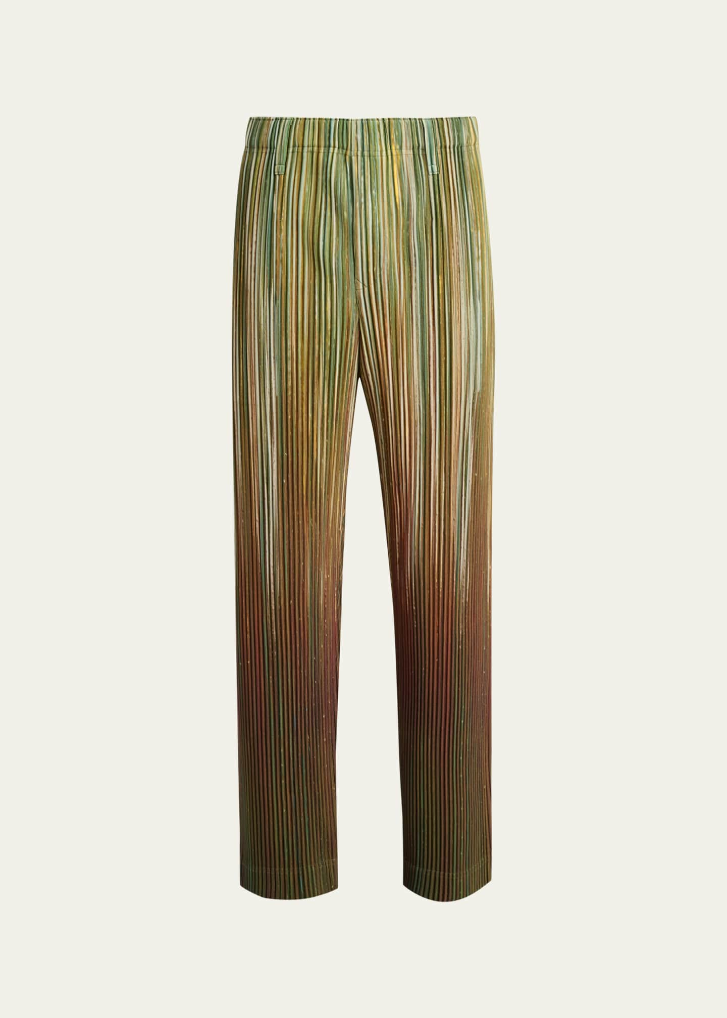 Homme Plisse Issey Miyake Men's Paintbrush Agate-Print Pleated