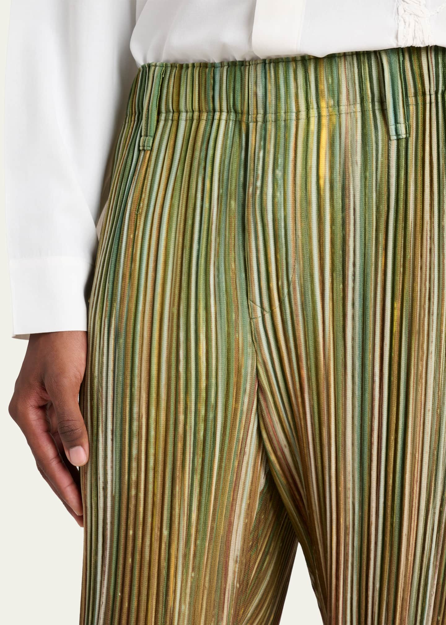 Homme Plisse Issey Miyake Men's Paintbrush Agate-Print Pleated