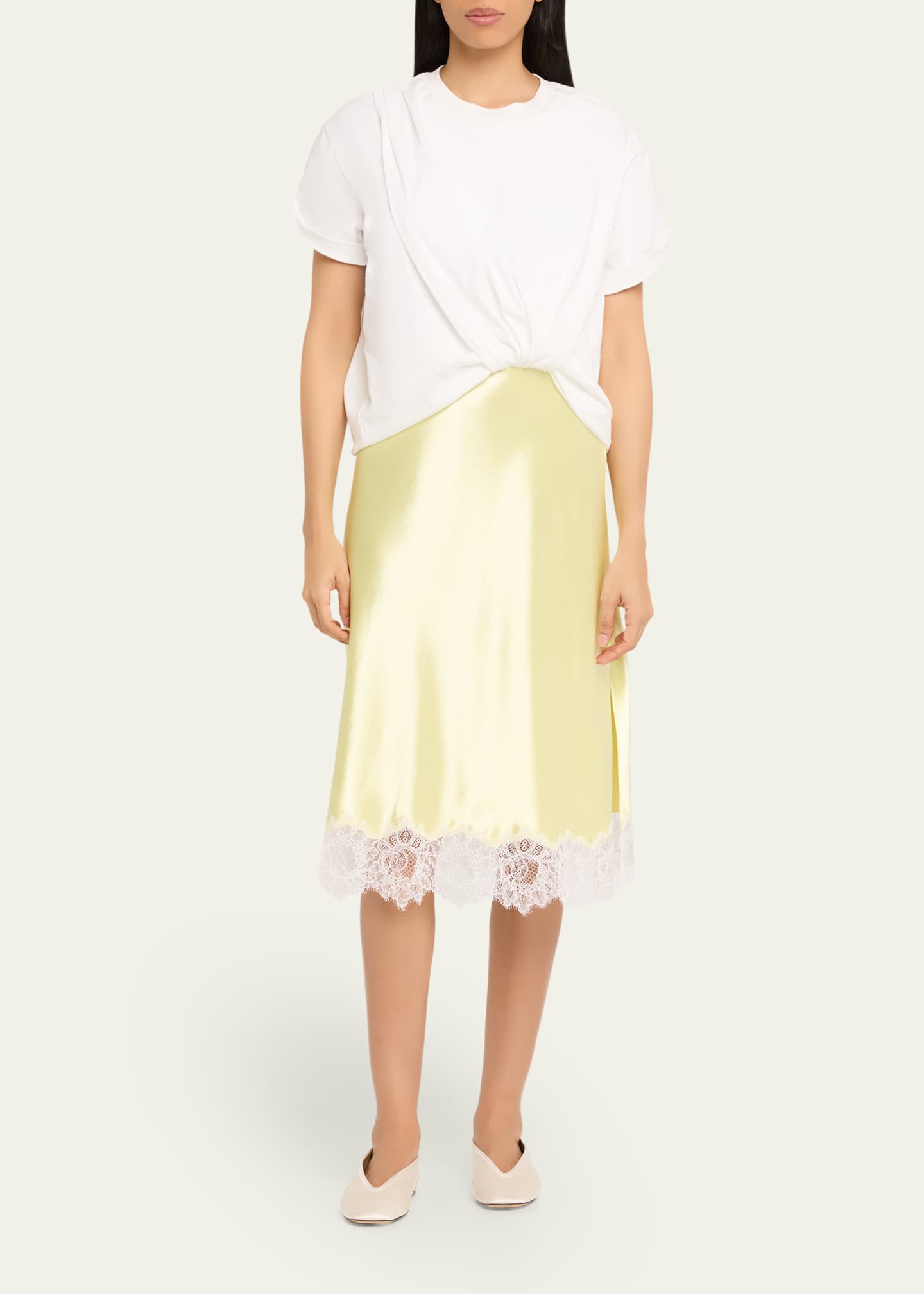 3.1 Phillip Lim Women's Draped T Shirt Slip Combo Dress - White - Size S - WHITE-YUZU