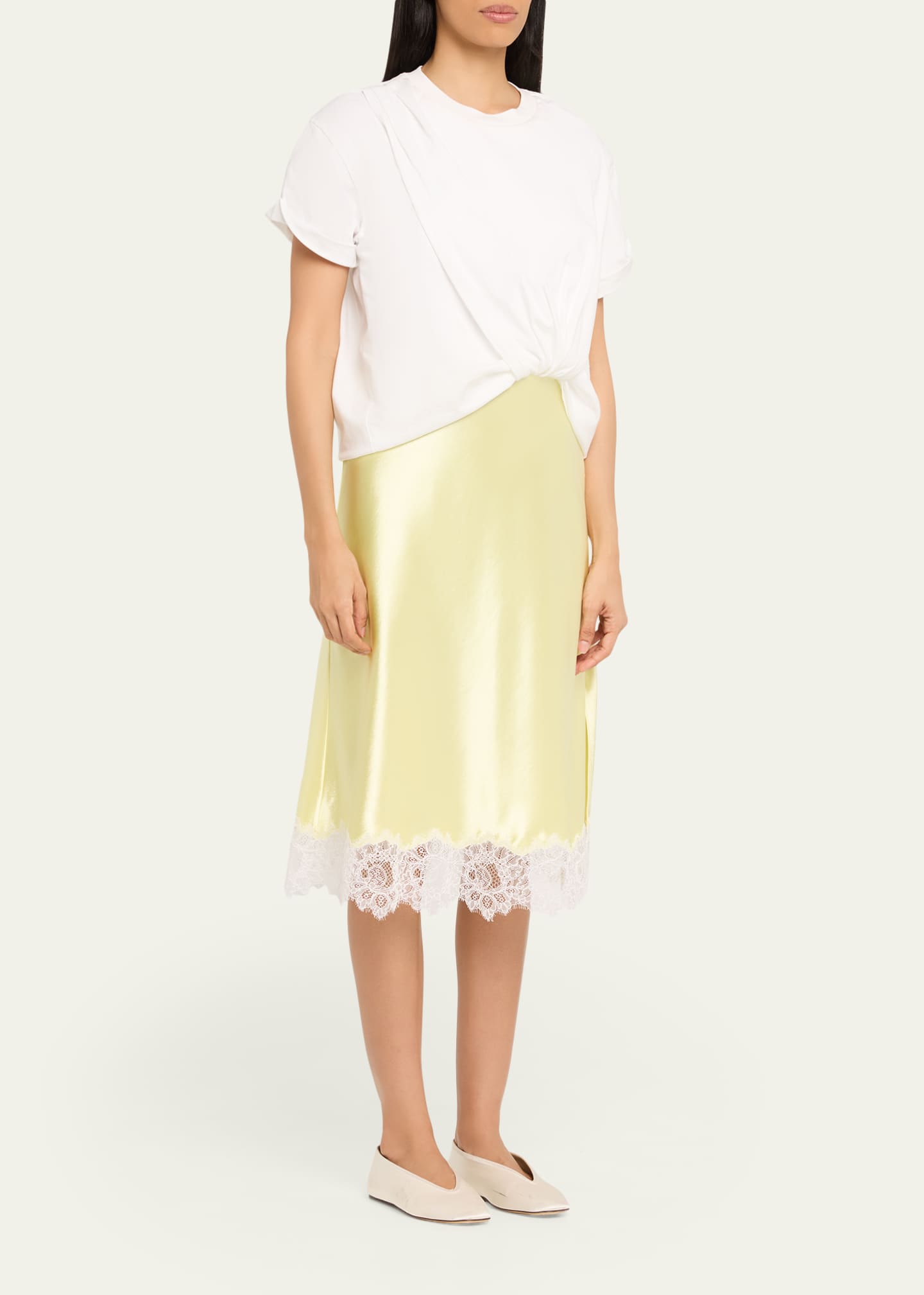 3.1 Phillip Lim Women's Draped T Shirt Slip Combo Dress - White - Size L - WHITE-YUZU