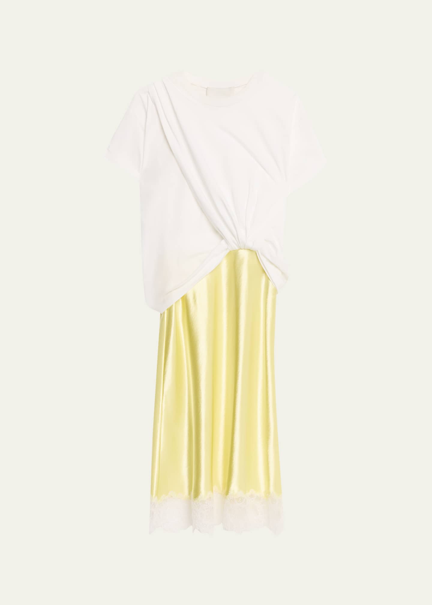 3.1 Phillip Lim Women's Draped T Shirt Slip Combo Dress - White - Size S - WHITE-YUZU