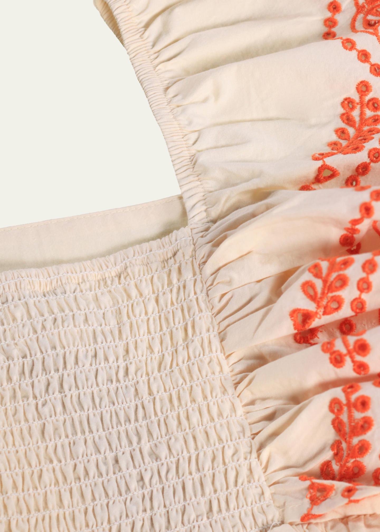 Molo Girl's Clementine Flutter-Sleeve Broderie Anglaise Dress, Size 7 ...