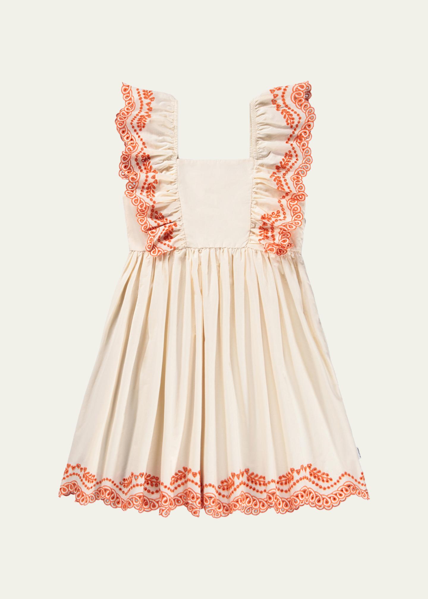 Molo Girl's Clementine Flutter-Sleeve Broderie Anglaise Dress, Size 7 ...