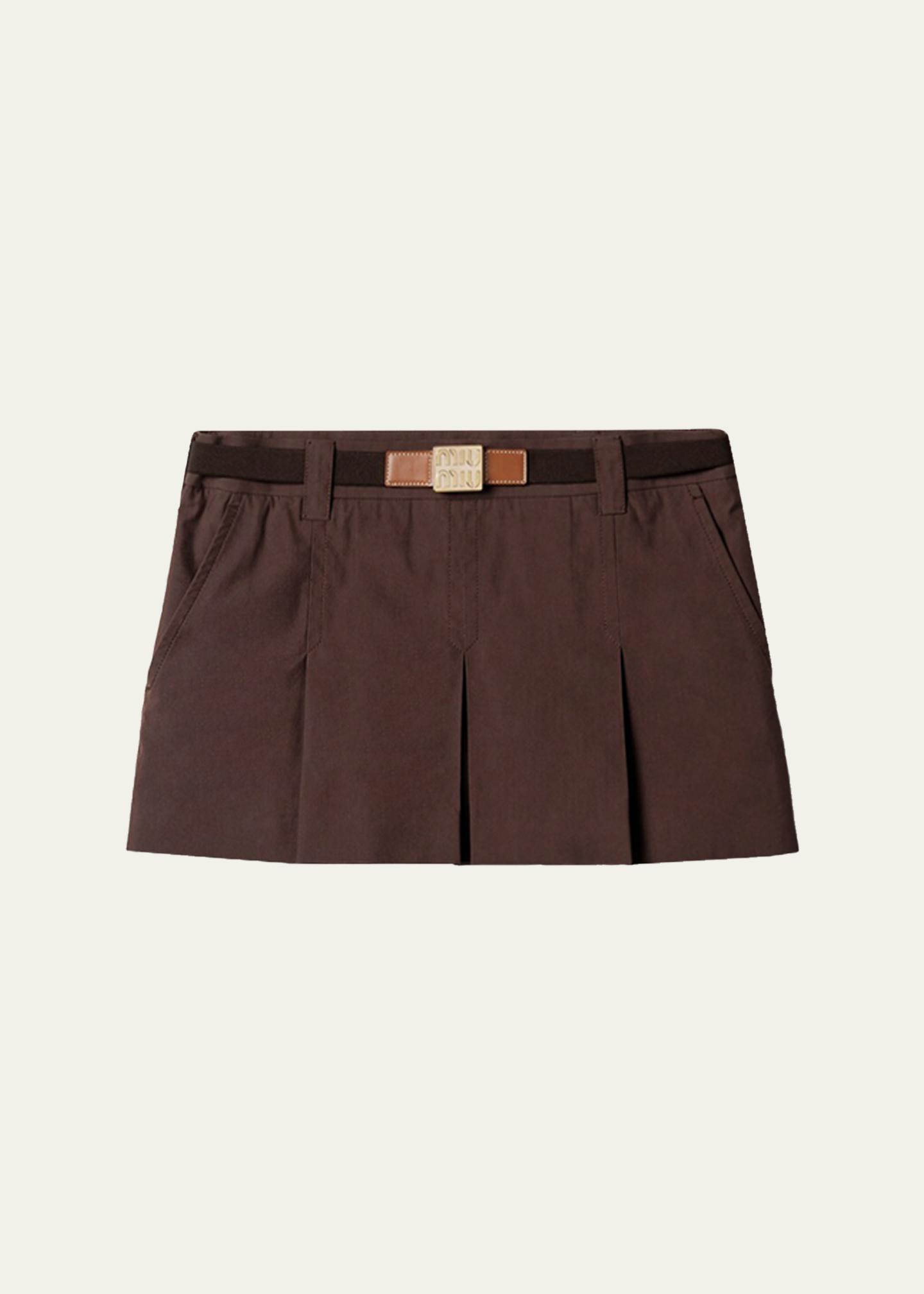 Miu Miu Panama Cotton Mini Pleated Skirt - Bergdorf Goodman
